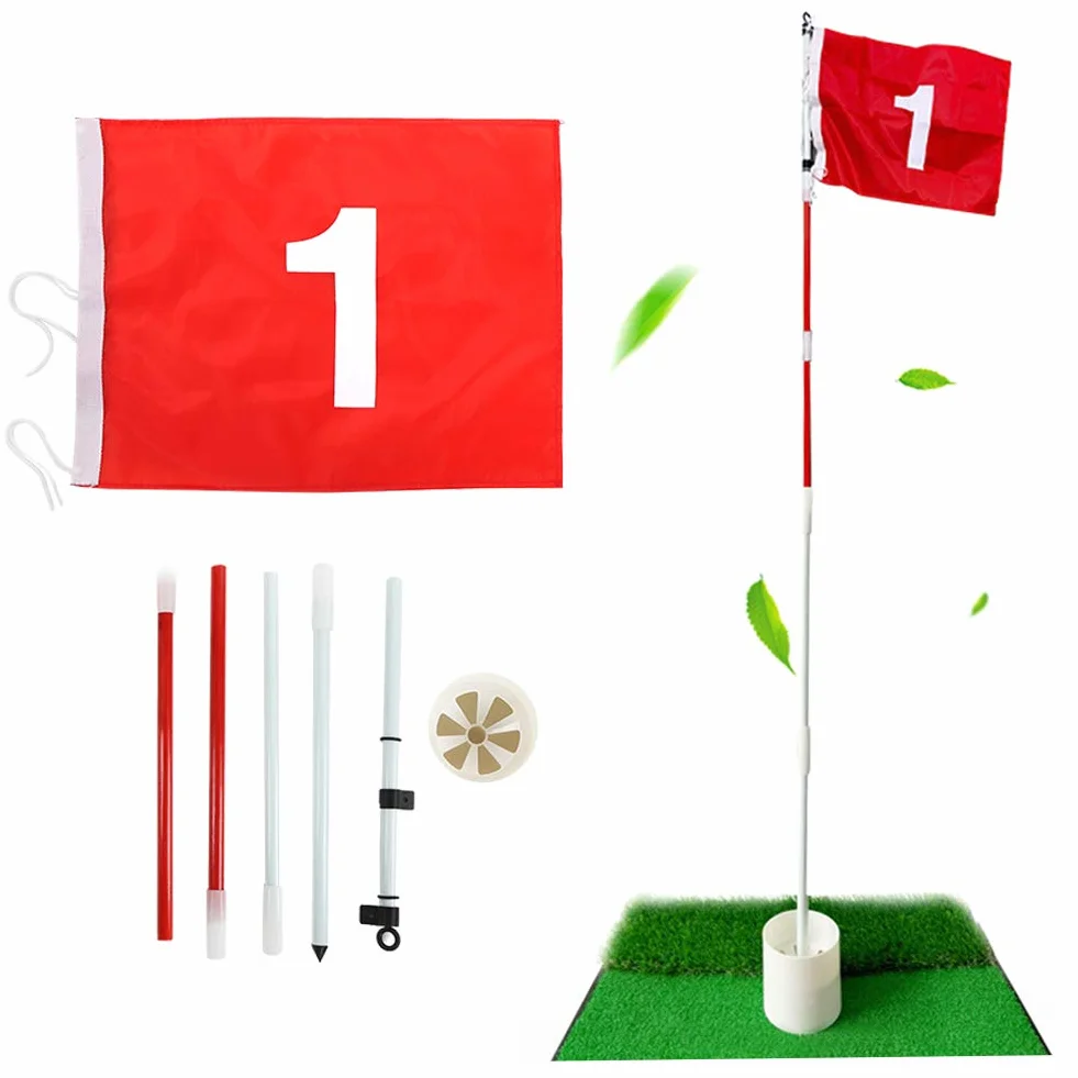 Tiiyee Bandierina Golf, Coppa Golf Staccabile Rimovibile Flagpole Hole Cup Set Foro Asta Putting Verde In Tessuto Nylon Con Tazza Plastica Rossa Accessorio Per Uomini Donne Golfisti 5 Sezioni