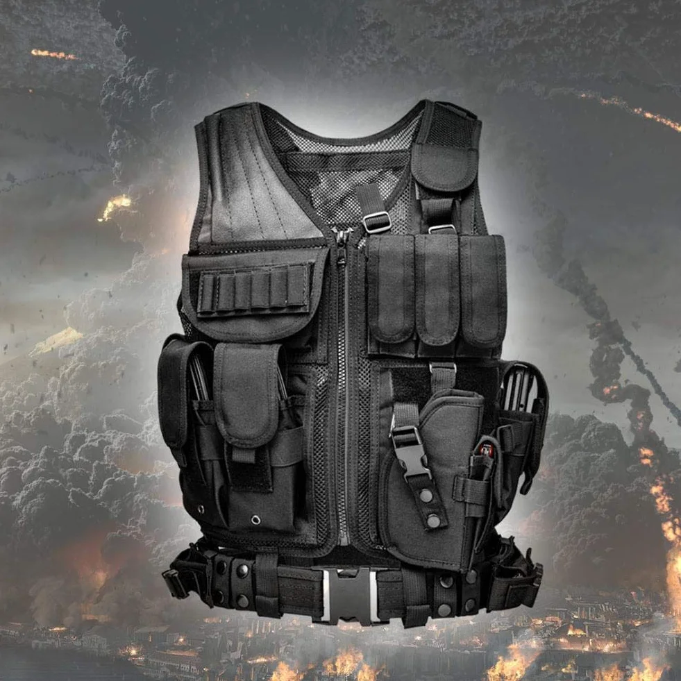 Maglia per Tattico Militare Esercito Poliestere Airsoft Gilet da Caccia per all’Aperto Campeggio Escursionismo Tactical Vest