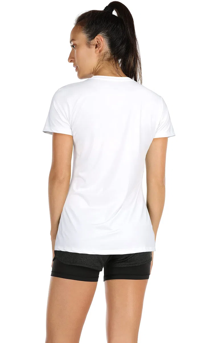 icyzone Donna Maglietta da Palestra Maniche Corte Maglia Sportivo Girocollo T-Shirt per Corsa Yoga, Pacco da 3
