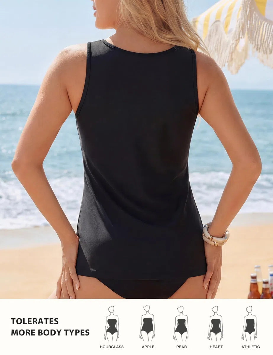Hanna Nikole Tankini Top da donna singolo, costume da bagno da donna, senza parte inferiore, top sportivo da bagno da donna