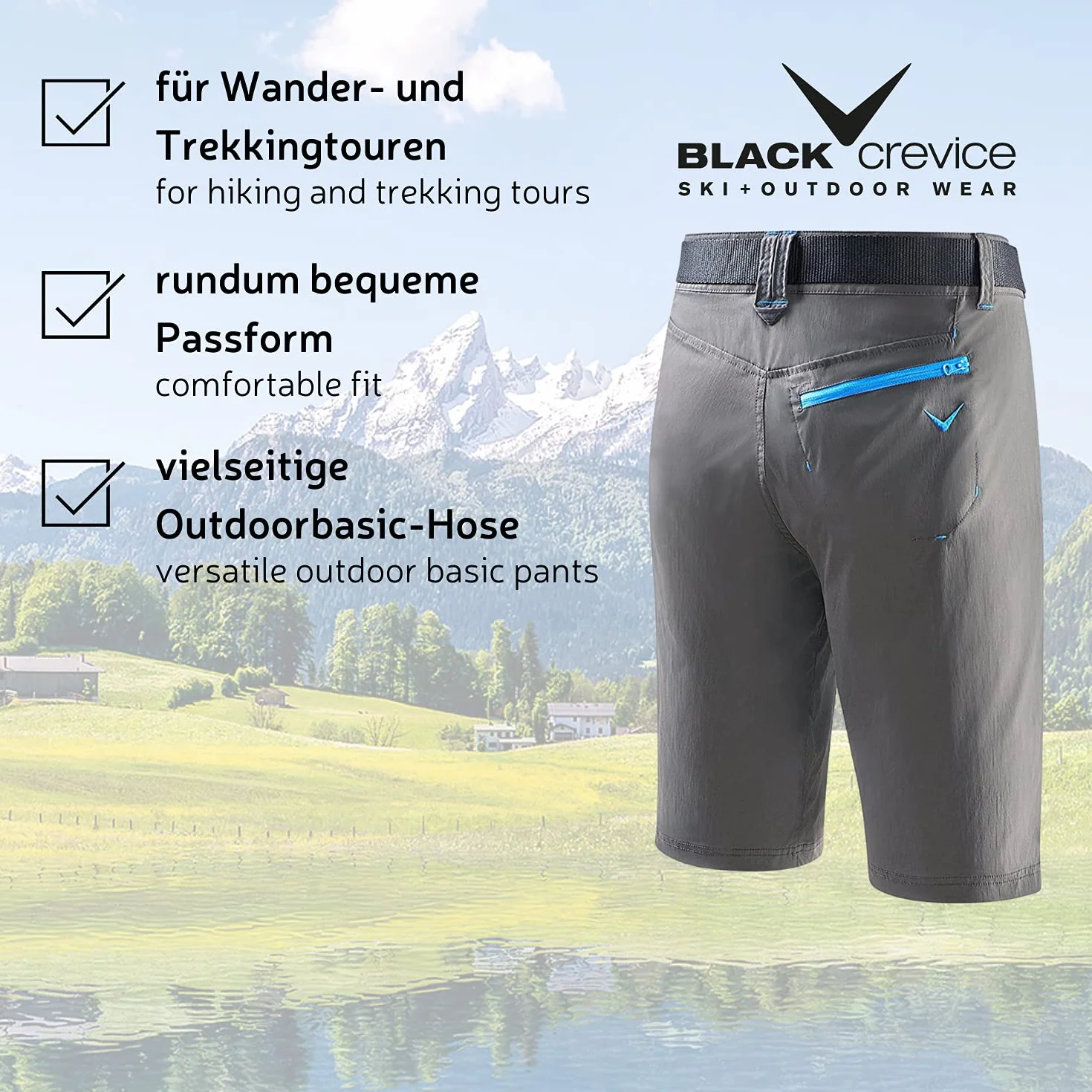 Black Crevice, Pantaloncini da Trekking, da Uomo