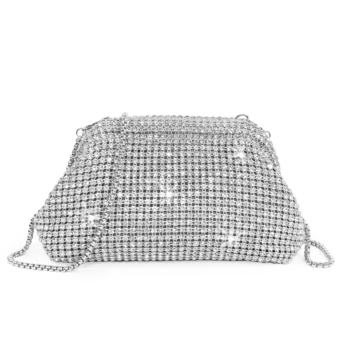 ANGELO Pochette da Donna Elegante con Strass, Piccola Borsa Clutch a Mano e Tracolla, Borsetta da Sera Mini Scintillante, per Cerimonia, Eventi, Matrimonio, Festa