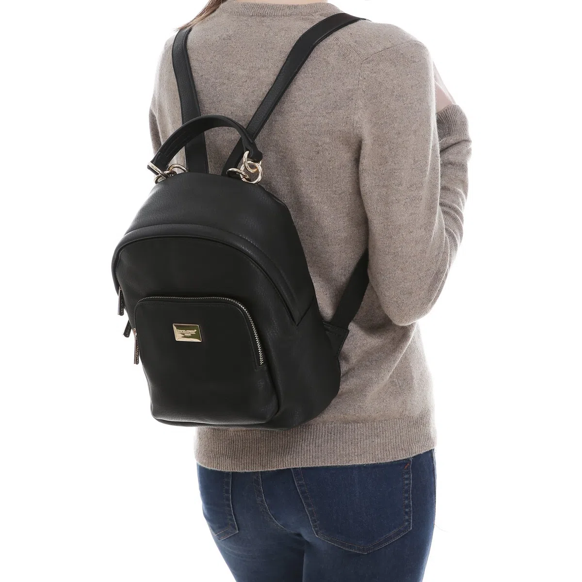 David Jones - Borsa Zainetto Donna - Zaino Piccolo Pelle PU - Ragazza - Borsetta Elegante Casual - a Mano Spalla - Nero
