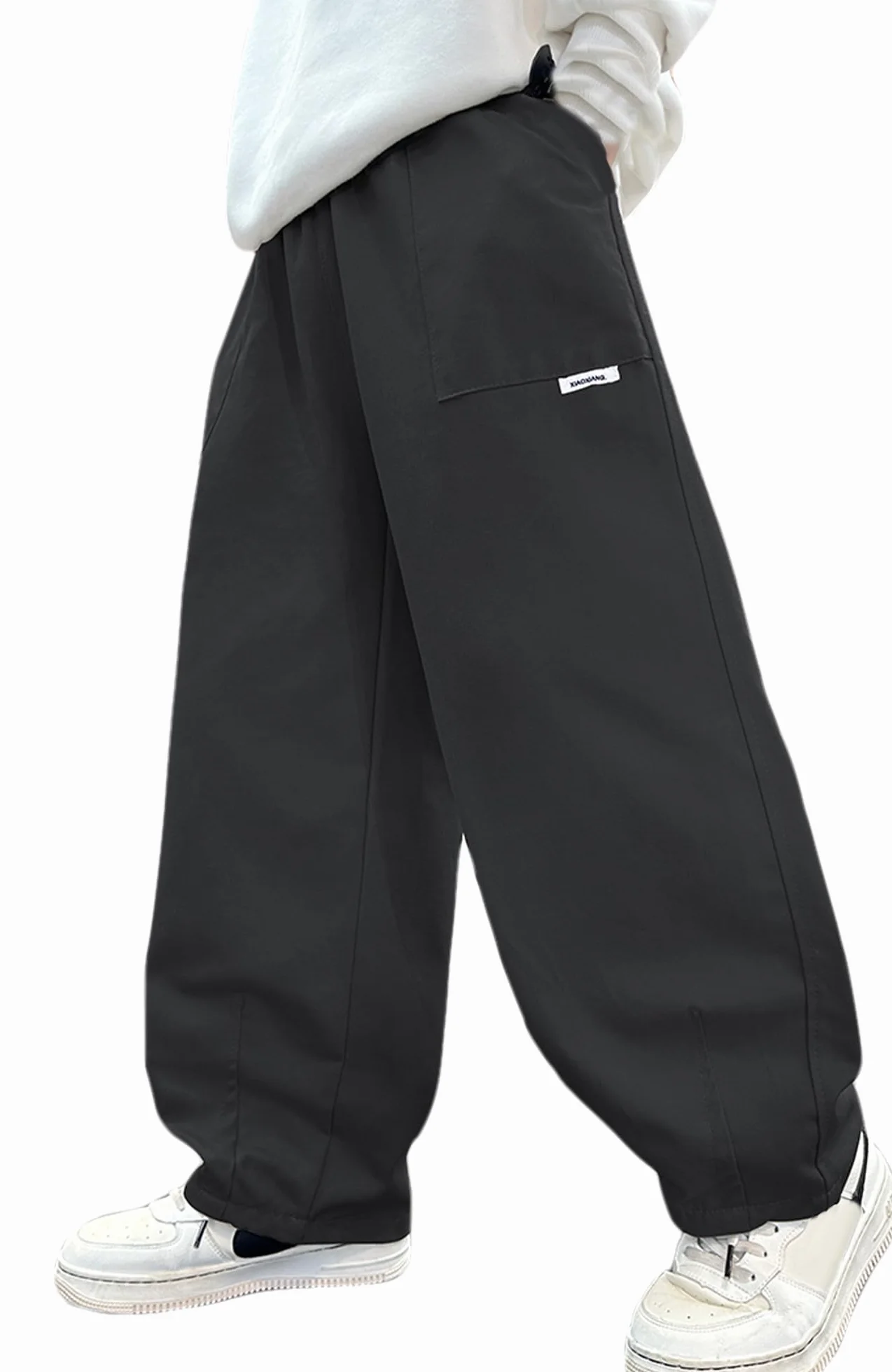 Panegy Ragazzi Pantaloni Cargo Bambini Vita Elastica Alta Pantaloni Baggy Cotone Sciolto Scuola Track Joggers con Tasche Y2K Streetwear