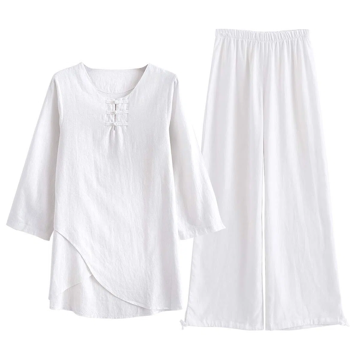 KSUA Uniforme da Allenamento per Donne Tai Kung Fu in Cotone con Arti Marziali e Maniche a Tre Quarti