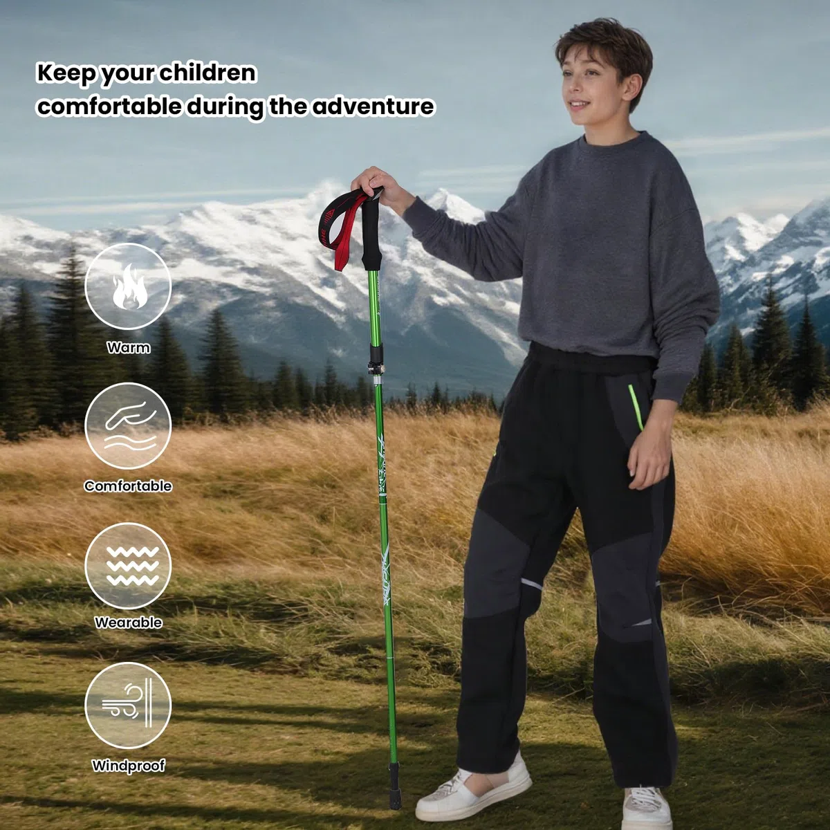 SUKUTU Pantaloni Outdoor per Bambini con Fodera in Pile Pantaloni da Alpinismo da Trekking Ragazze Ragazzi Impermeabili e Pesanti Autunno e Inverno