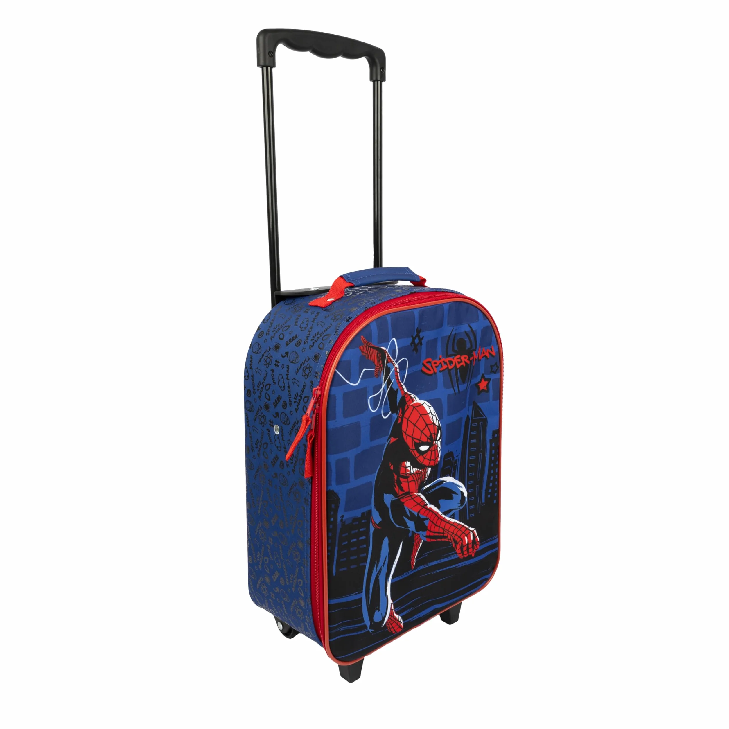 Undercover - Trolley per bambini Spider Man - ampio scomparto principale - compagno di viaggio ideale - asta telescopica regolabile e fissabile