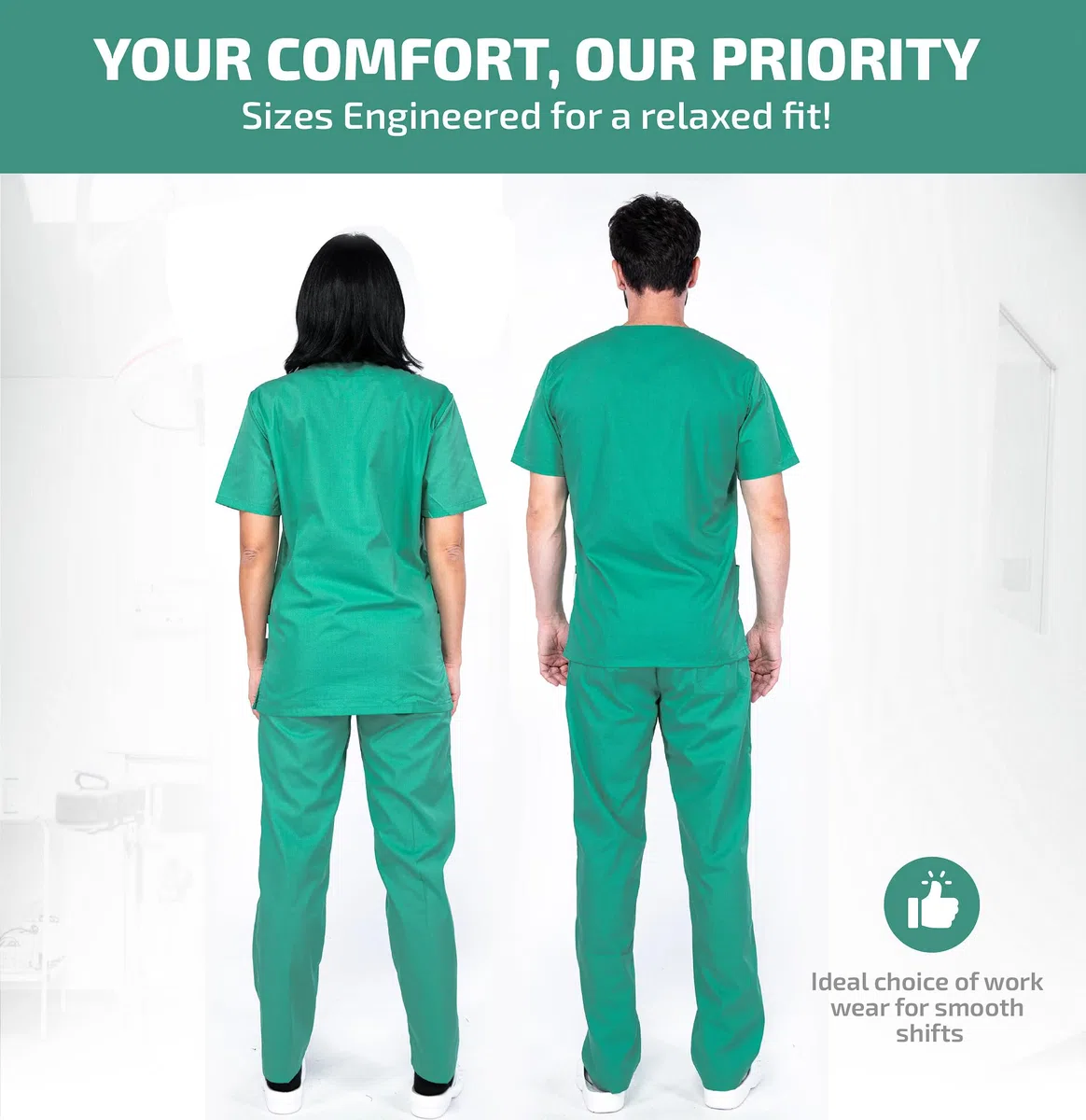 Mazalat Work Wear Scrub Medico Donna – Completo Unisex Casacca e Pantaloni | Divise Sanitarie Donna Cotone | Traspirante e Comodo per Medici, Infermieri, OSS e Personale Sanitario