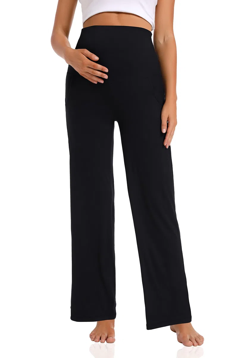 Foucome Pantaloni premaman casual da donna a gamba larga larghi pantaloni comodi pantaloni a palazzo per gravidanza pantaloni da salotto con tasche