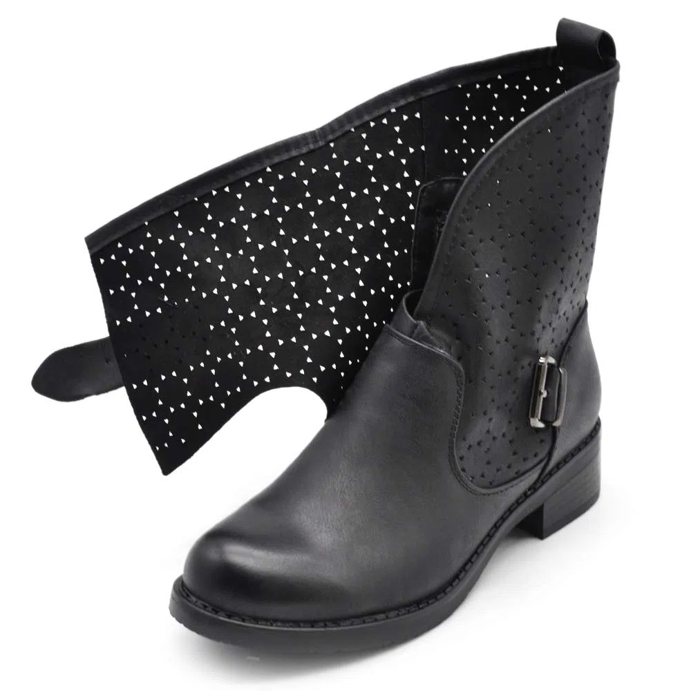 IF Fashion Scarpe da Donna Stivali Stivaletti Alla Caviglia Biker Fibbie Anfibi 630