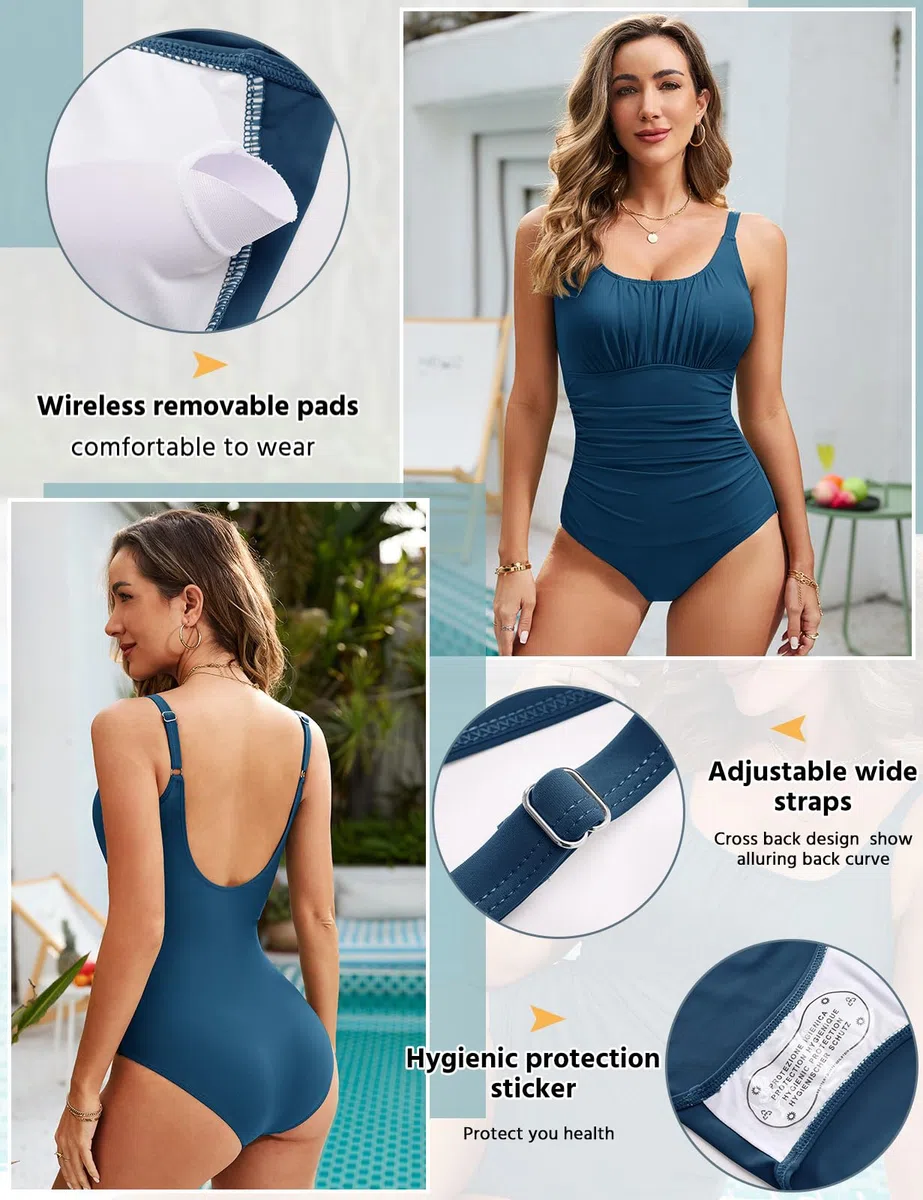Costume Intero Donna Contenitivo Pancia Costumi Piscina Mare Costume Curvy Costume da Bagno Donna Push up Monokini con Swimwear Imbottito Scollo a U Schiena Bassa