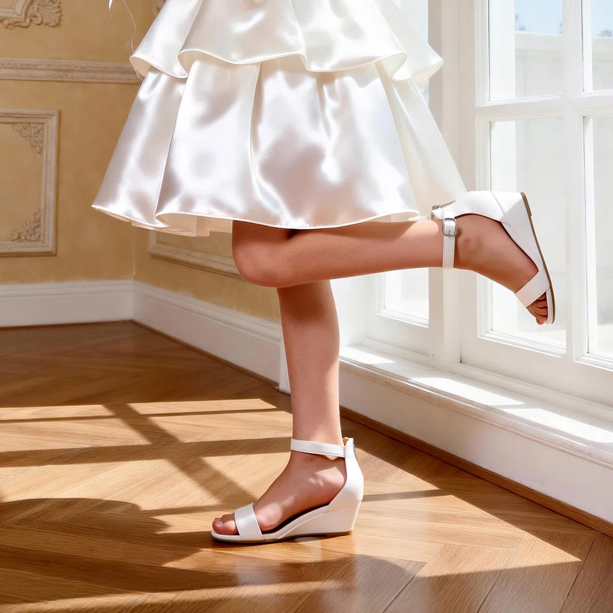 DREAM PAIRS Estivi Sandali con Zeppa e Plateau per Bambine e Ragazzine – Modello Flatform a Punta Aperta per Cerimonie e Feste