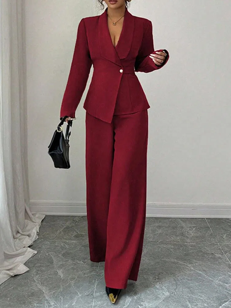 ORANDESIGNE Tailleur Donna Elegante Curvy Tailleur Pantaloni e Giacca 2 Pezzi Ufficio Completo Due Pezzi Set Cerimonia Feste Matrimonio