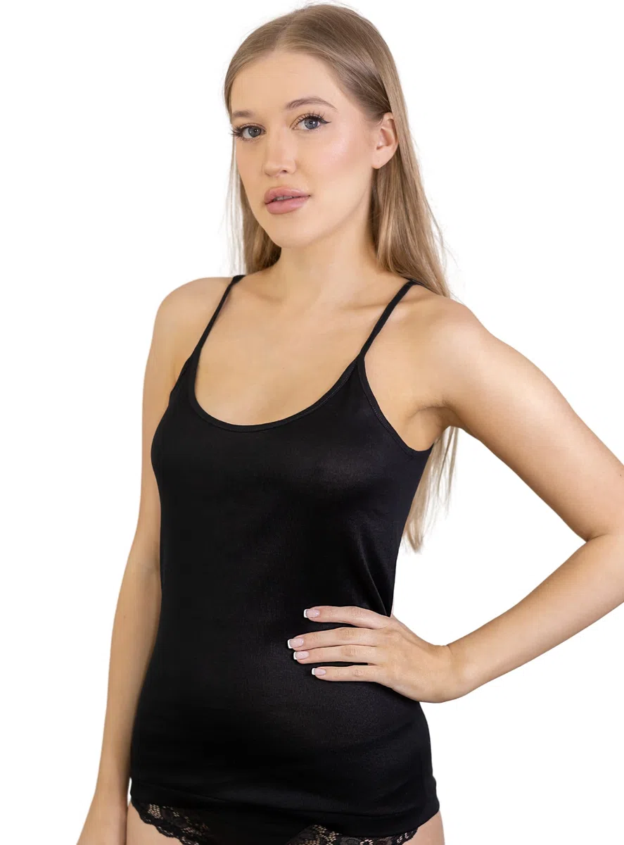 VP PINUCCIO VENEGONI Set 2 Canottiera Donna Cotone Filo di Scozia Spalla Stretta Made in Italy | Intimo Donna Sottogiacca Elegante | Canotta Bianca e Nera
