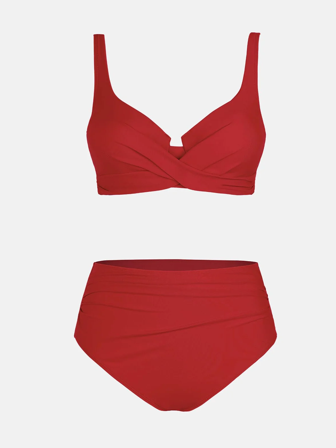 CUPSHE Bikini da donna, effetto avvolgente, con ferretto push up, mutande a vita alta, costume da bagno a 2 pezzi, moda mare
