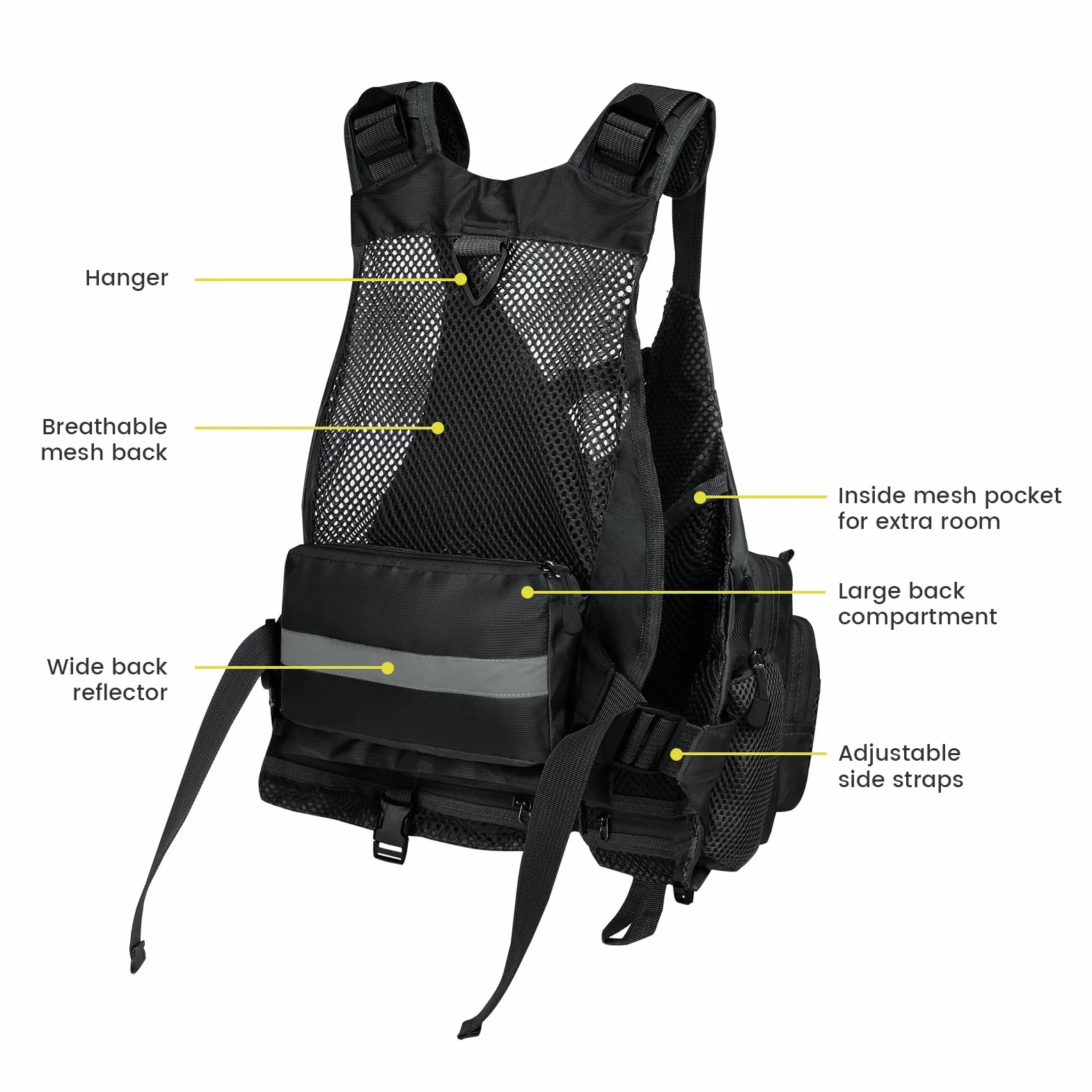 Gonex Gilet da Pesca a Mosca per Uomo e Donna, Comodo Gilet da Pesca Regolabile con Strisce Riflettenti Multitasche per Pesca a Mosca, Pesca Alla Trota Nel Laghetto