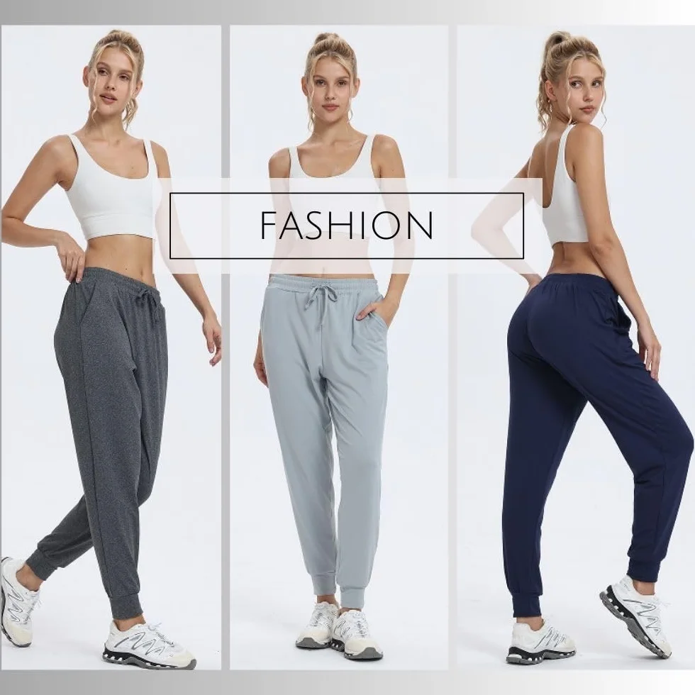 Confezione da 3 pantaloni sportivi da donna per il fitness, a vita alta, per yoga, tempo libero, con tasche
