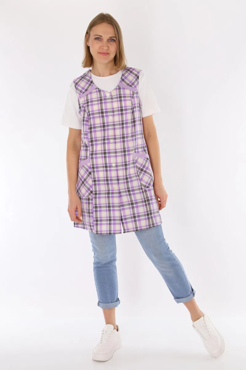 Kasack - Grembiule da cucina da donna, in poliestere e cotone colorato, con maniche corte design 1 52