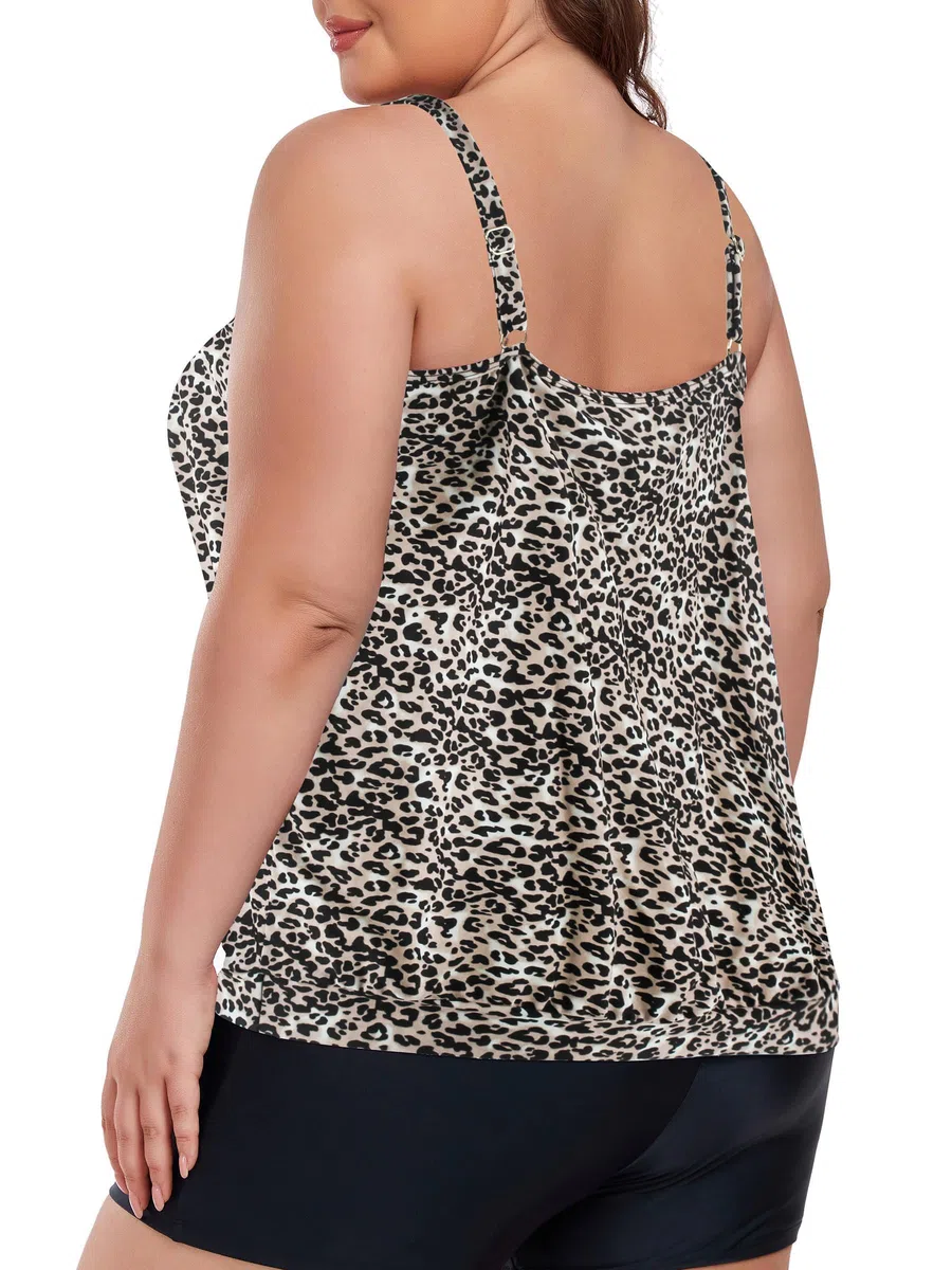 Ocean Blues Tankini da donna senza ferretto, taglie forti, con spalline regolabili e blouson, vestibilità ampia