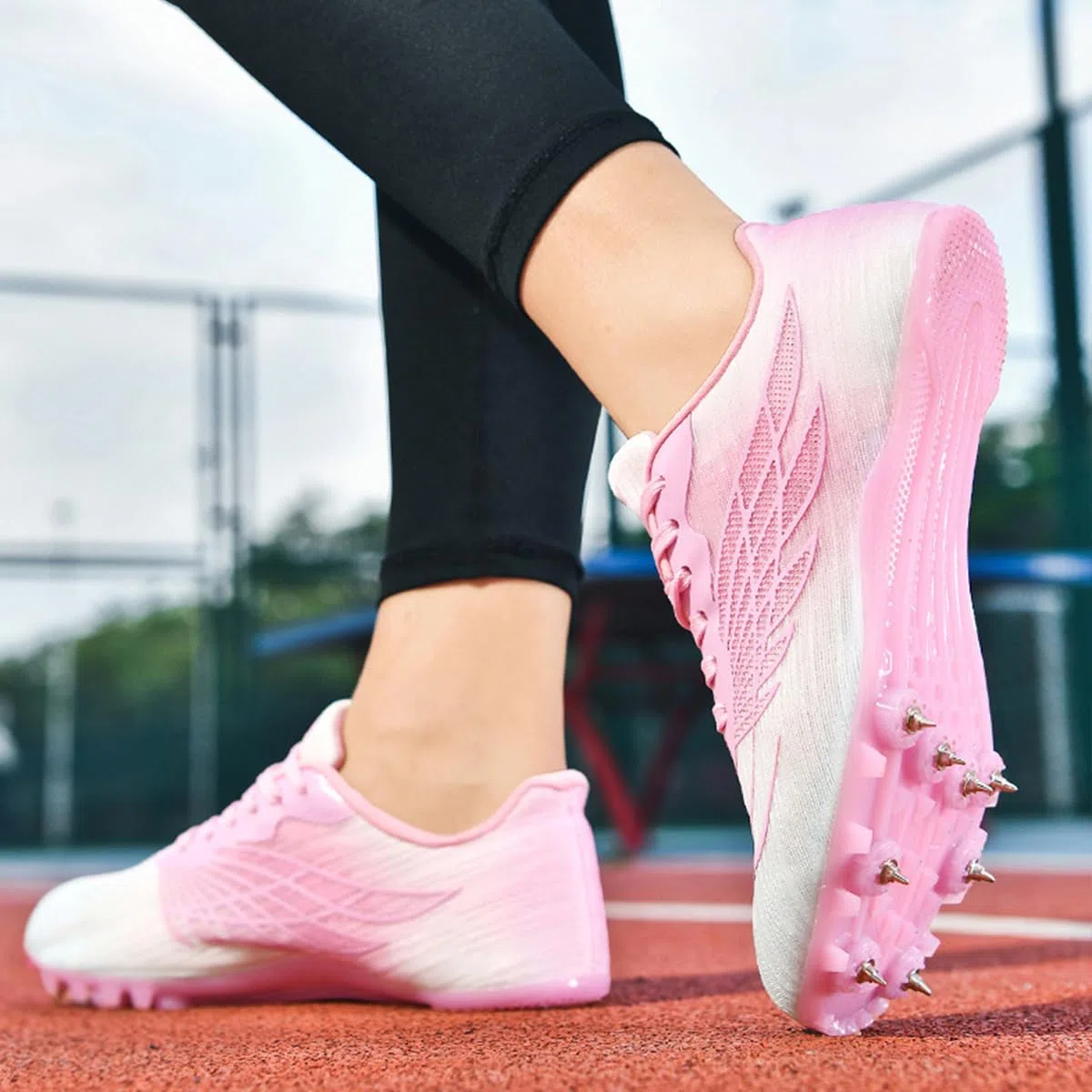 Scarpe di Atletica Leggera 8 Chiodi Donna, Antiscivolo Scarpe da Campo Sprint per corsas su Breve Distanza Ragazzi Ragazze