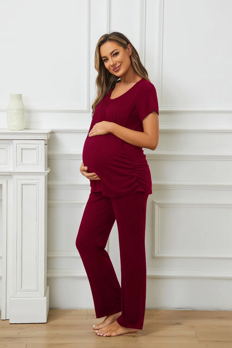 Smallshow Pigiama Premaman Donna Maniche Corte Pigiama Allattamento Set