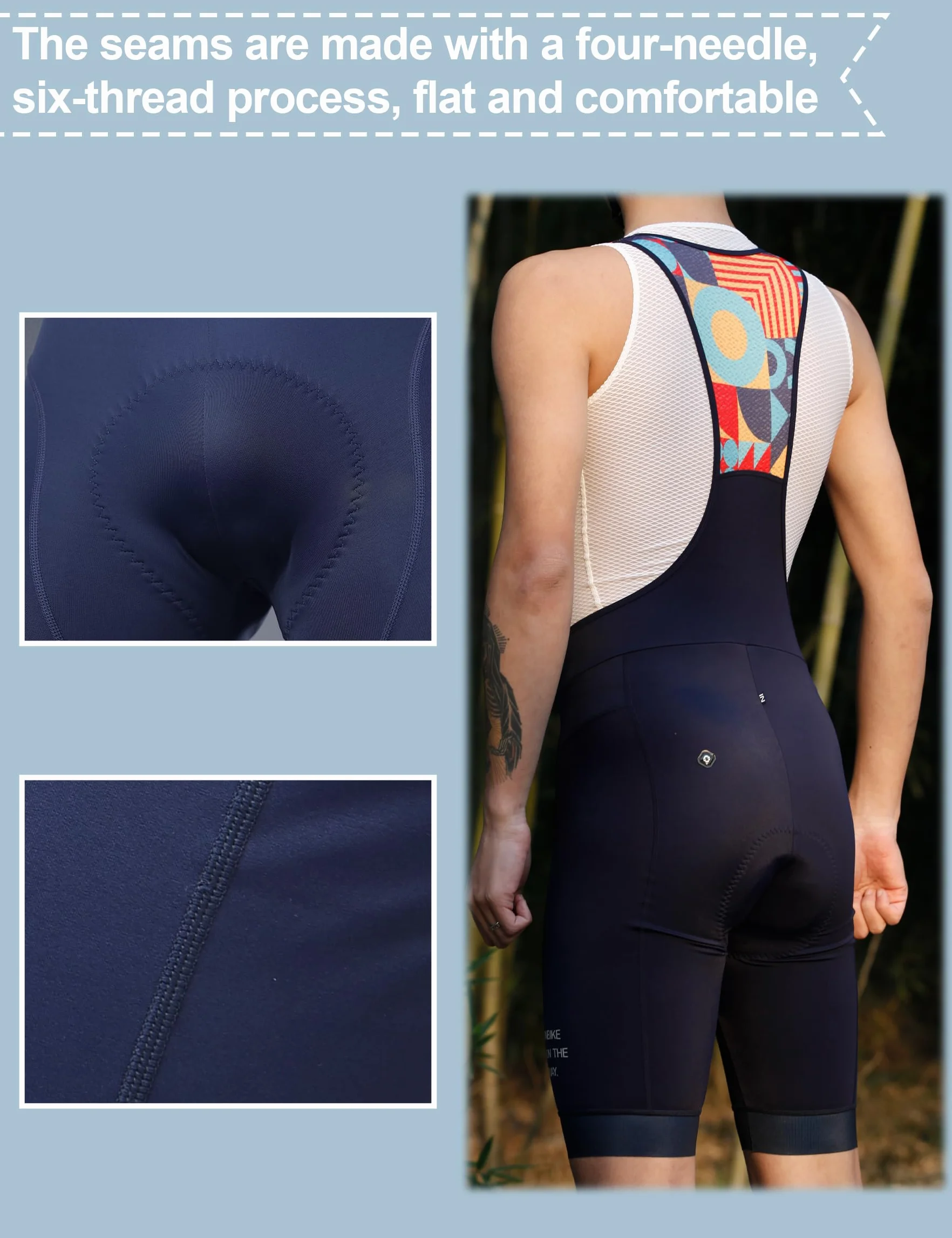 INBIKE Salopette Ciclismo Uomo Imbottite 3D Pantaloncini con Bretelle da Bici da Strada Pantaloncini MTB Asciugatura Rapida Pantaloncini Estivi Traspirante