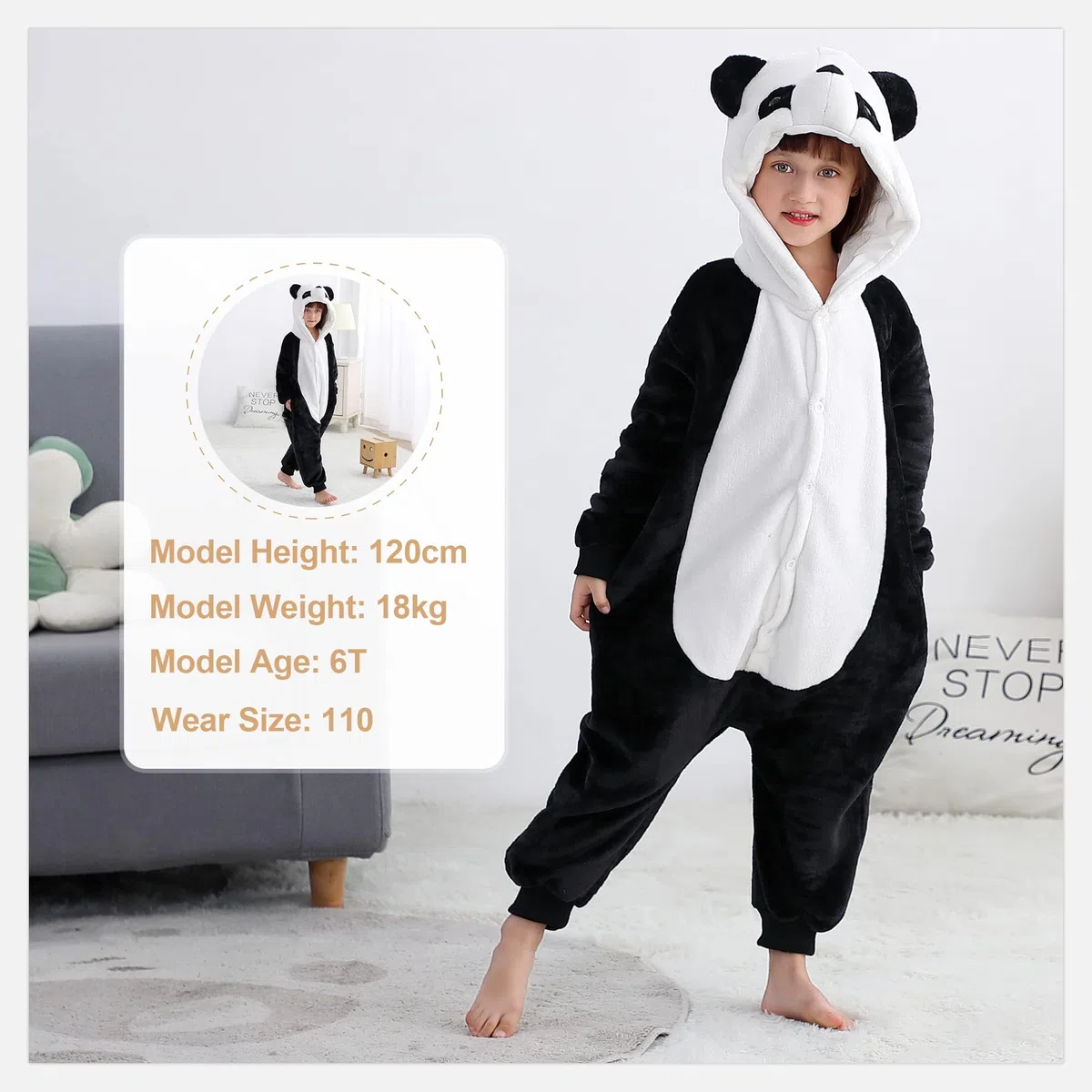 Pigiama Unisex Animale con Cappuccio per Bambini Romper Tutto in Uno Chiusura a Bottone Pigiama per Bambini da 3-12 Anni Pigiama da Ragazza Regali per Le Feste