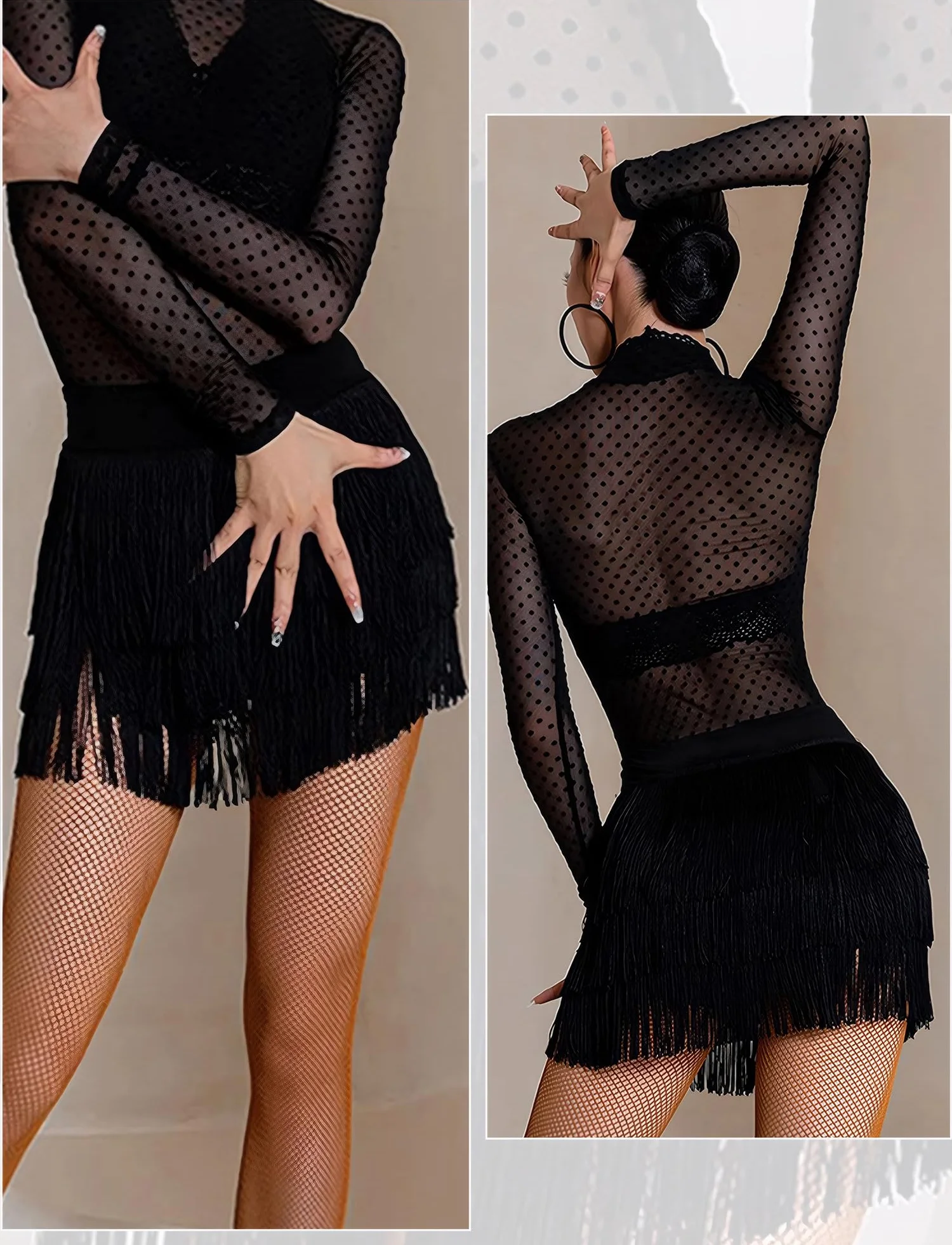 SEAUR Gonna latina da donna con frange, con pantaloncini, Tango Rumba Cha Cha Samba, abbigliamento da danza, lunghezza gonna: 38-39 cm, EU S-XL = (Asie M-2XL)