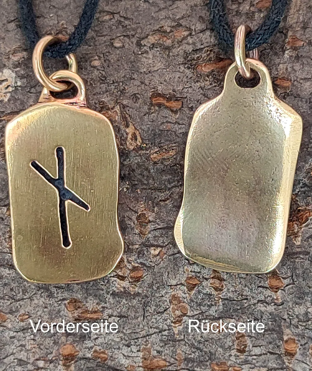 Kiss of Leather - Ciondolo a forma di runa nauthiz in bronzo n. 96