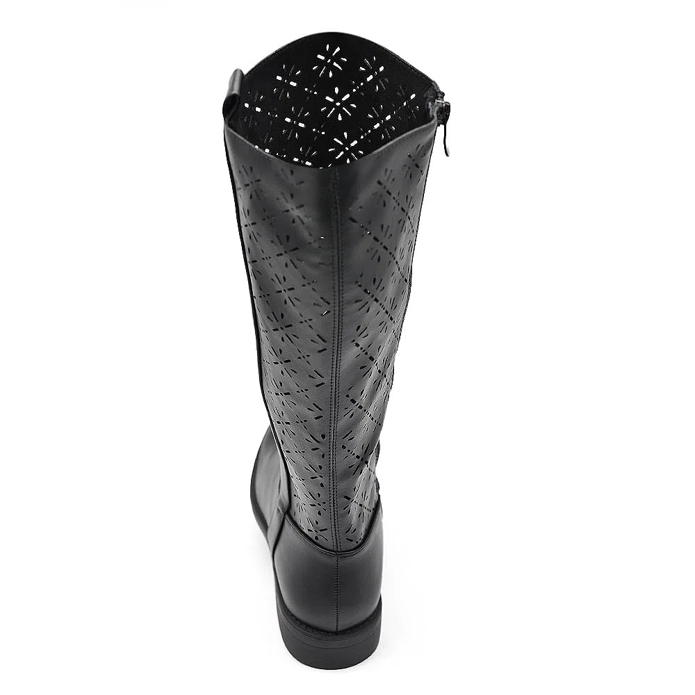 IF Fashion Stivali Stivaletti da Donna Biker Motociclista Traforati Primaverili Estivi con Fibbia LY70-4
