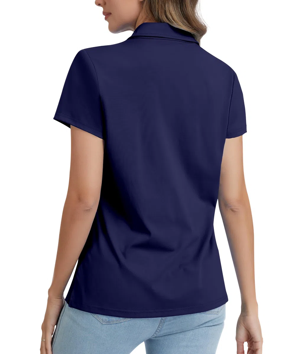 JoyGirl Polo da donna a maniche corte, ad asciugatura rapida, leggera, traspirante, da palestra, con colletto e 4 bottoni