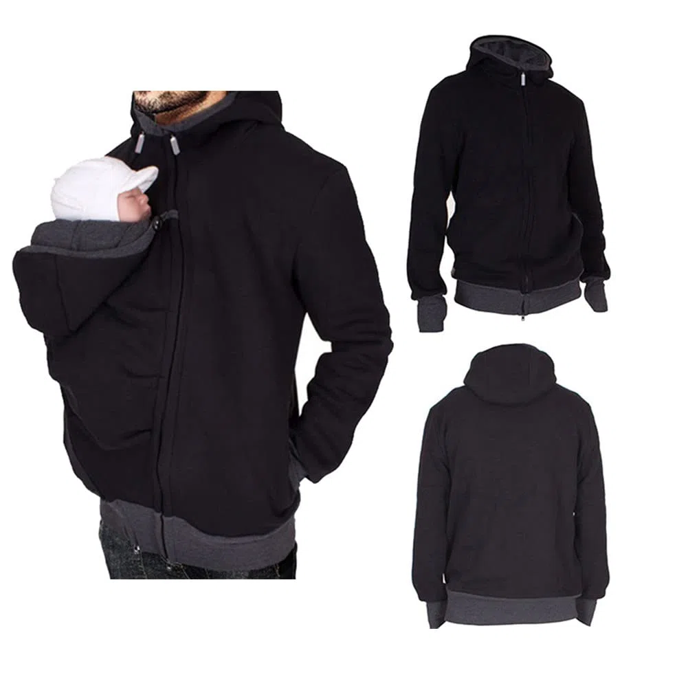 amropi Uomo Felpe del Portare Neonato Bambino Felpa con Cappuccio Canguro Porta Bebè Hoodie Autunno e Inverno
