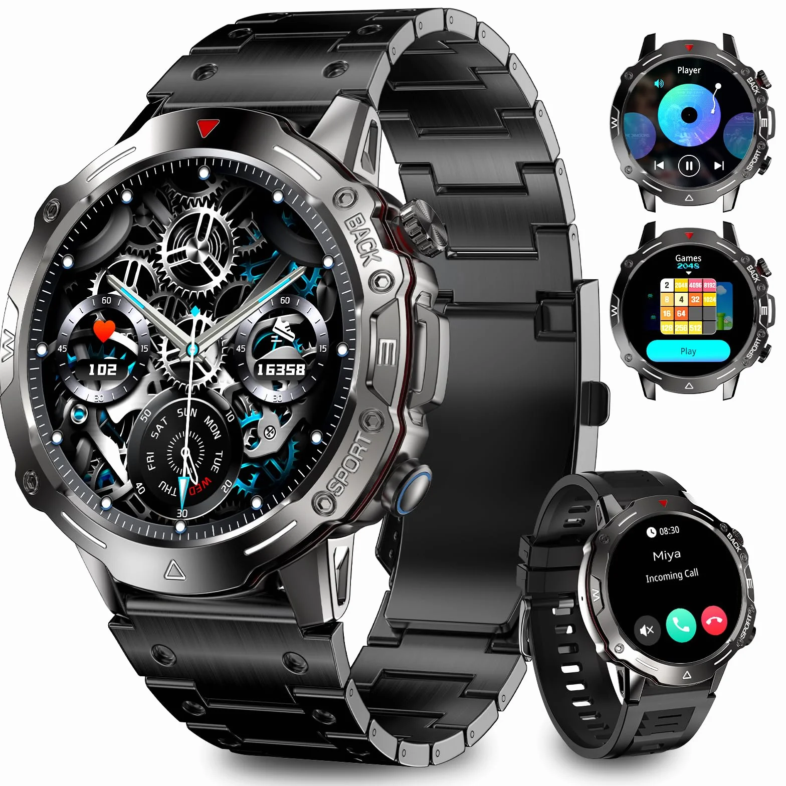 Smartwatch Uomo Donna con Effettua/Risposta Chiamate, 1.39" Orologio Smartwatch Monitoraggio del SpO2/Sonno, Impermeabile IP68, 100+ Modalità Sport, Fitness Tracker per Android iOS