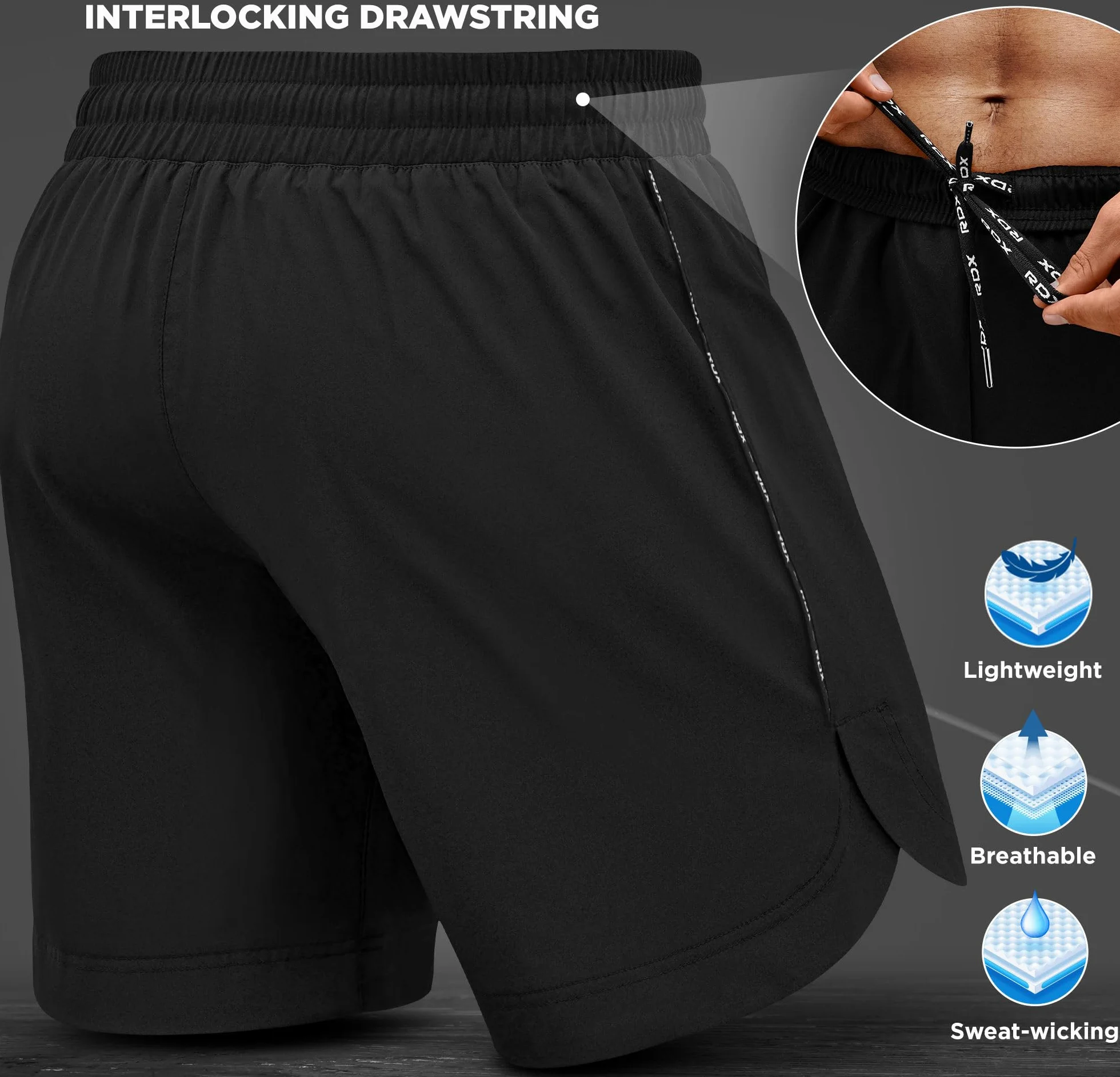RDX MMA Pantaloncini per Allenamento e Kickboxing - Shorts per la Arti Marziali, Grappling, Boxe, Cage Fight - Grande Short per BJJ e Muay Thai, Fitness Palestra, Combattimento Sportivi