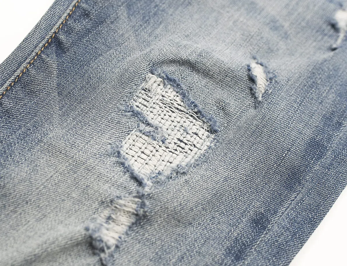KIDSCOOL SPACE Bambini Fori Strappati Forma Uccello Fascia Elastica Interno Jeans Slime,Blu