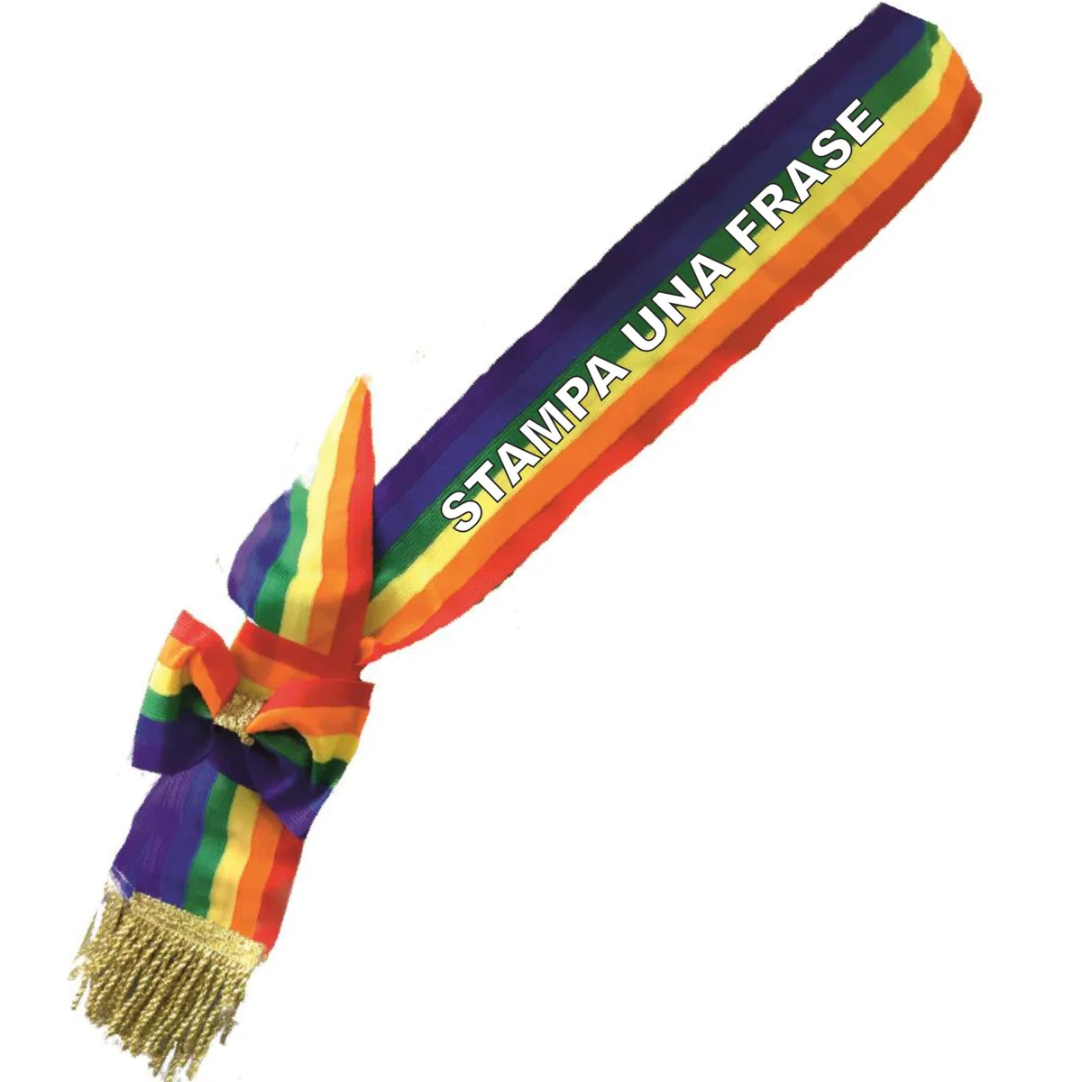 PELUSCIAMO Fascia Tricolore da Sindaco | Personalizzabile Con Scritta | Modello Repubblica Frangia Argento o Oro 100% Made in Italy Da Adulto PS 04627-05185