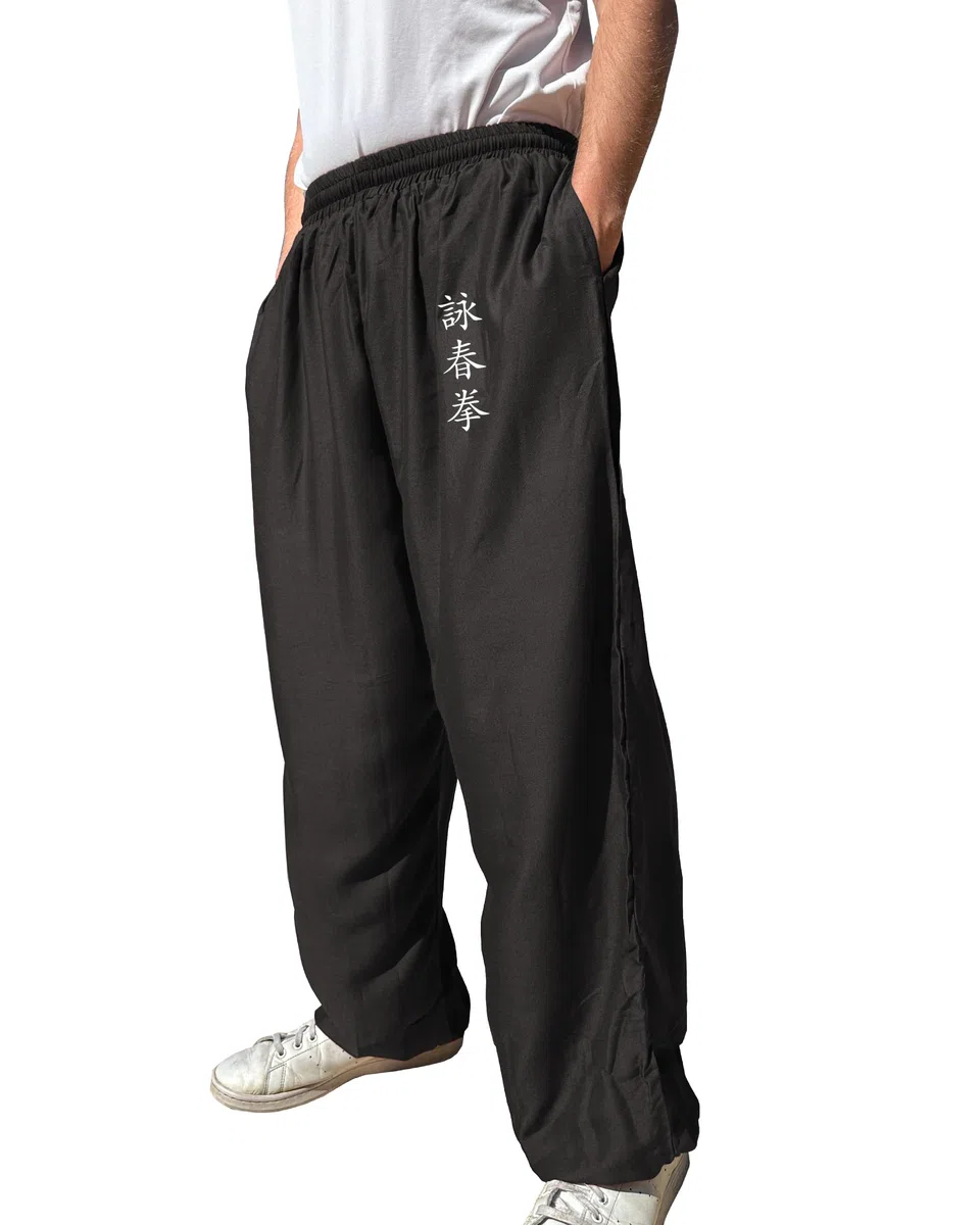 Pantaloni Kung Fu Stile Tai Chi e Wing Chun Pantaloni con Tasche Larghe in Viscosa, V3, M