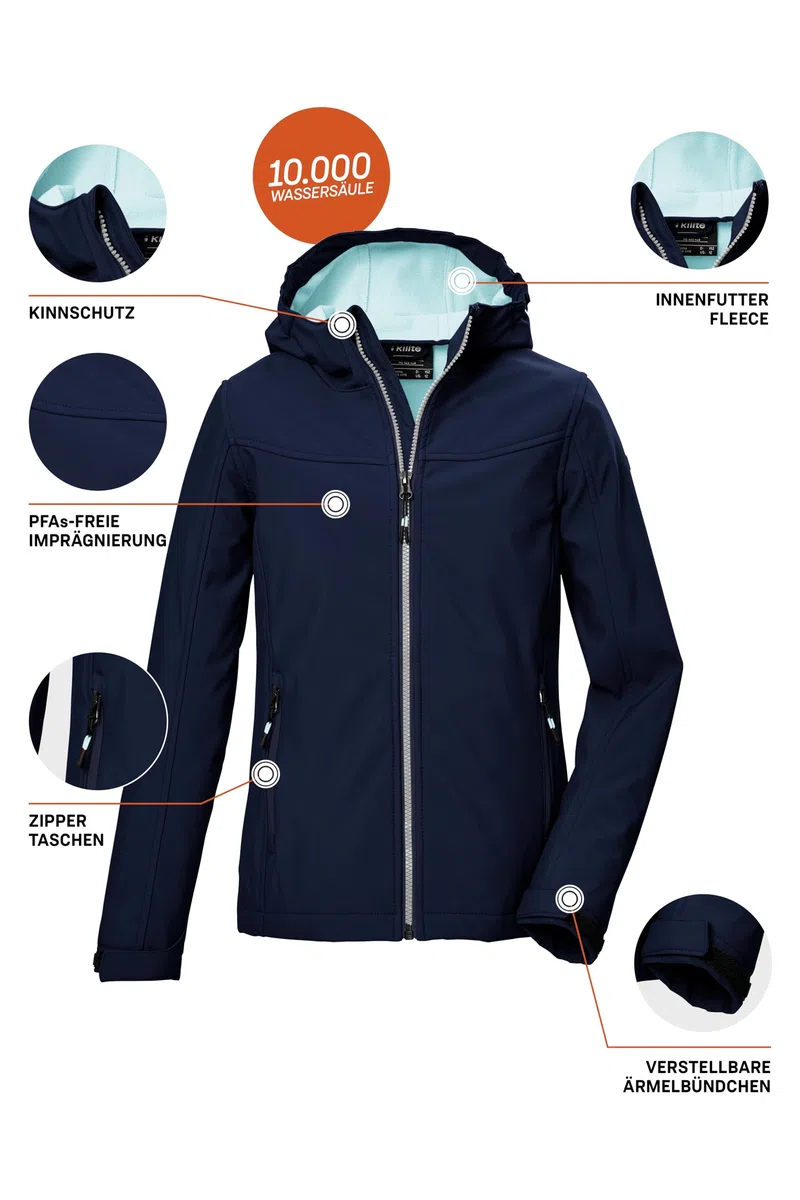 Killtec Kow 349 Grls Sftshll Jckt Giacca softshell/giacca da esterno con cappuccio Bambine e ragazze