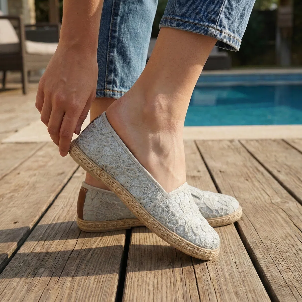GLAMORA Espadrillas Donna Ballerine Traforate Pizzo Traspirante Slip On Scarpe Estive Leggere Comode Suola Antiscivolo Gomma Calzature Basse Casual Eleganti