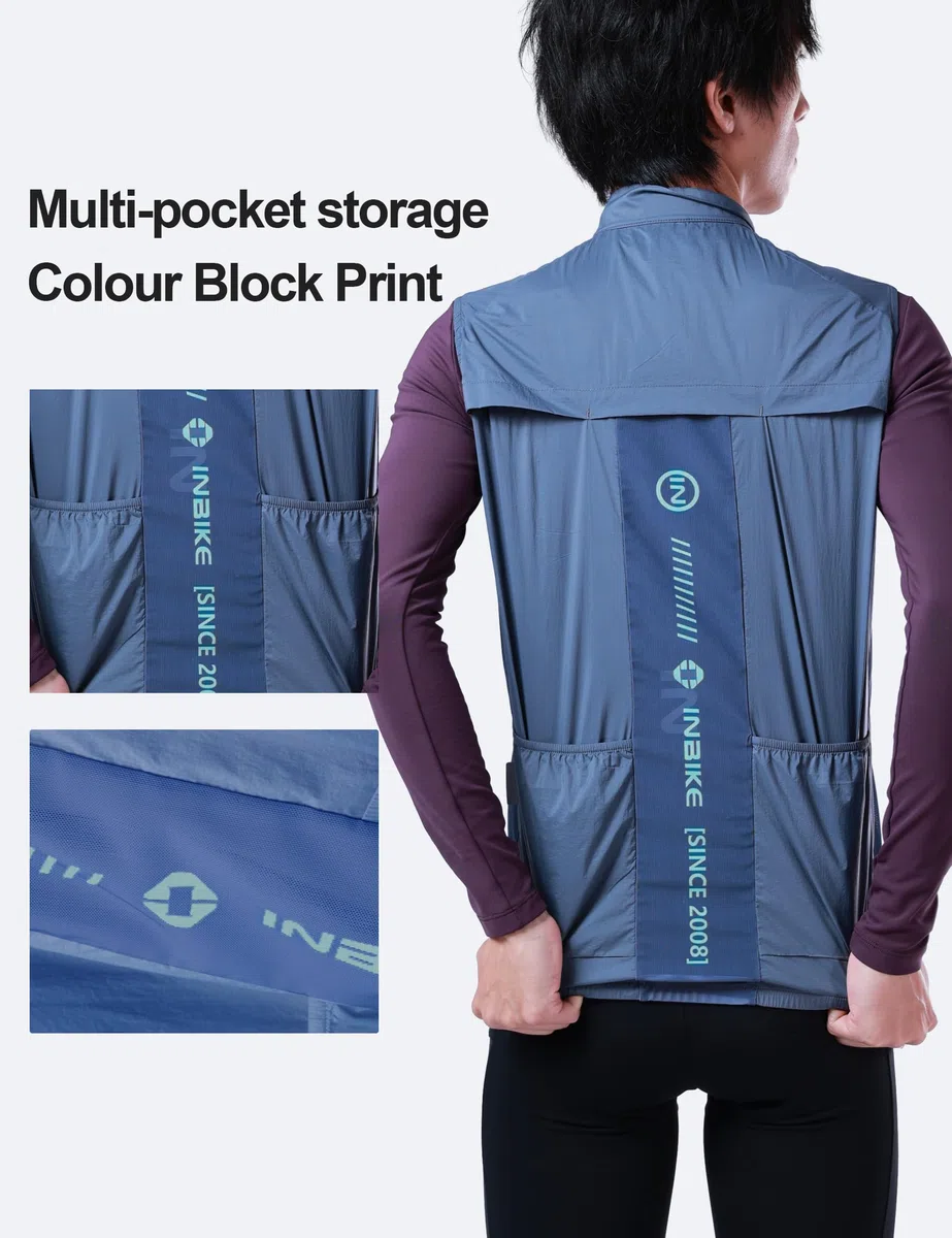 INBIKE Gilet Antivento Ciclismo Uomo Gilet Running Traspirante Gilet Bici Sportivo Leggero Anti-UV Catarifrangente Per Corsa Trekking e Vita Quotidiana Unisex