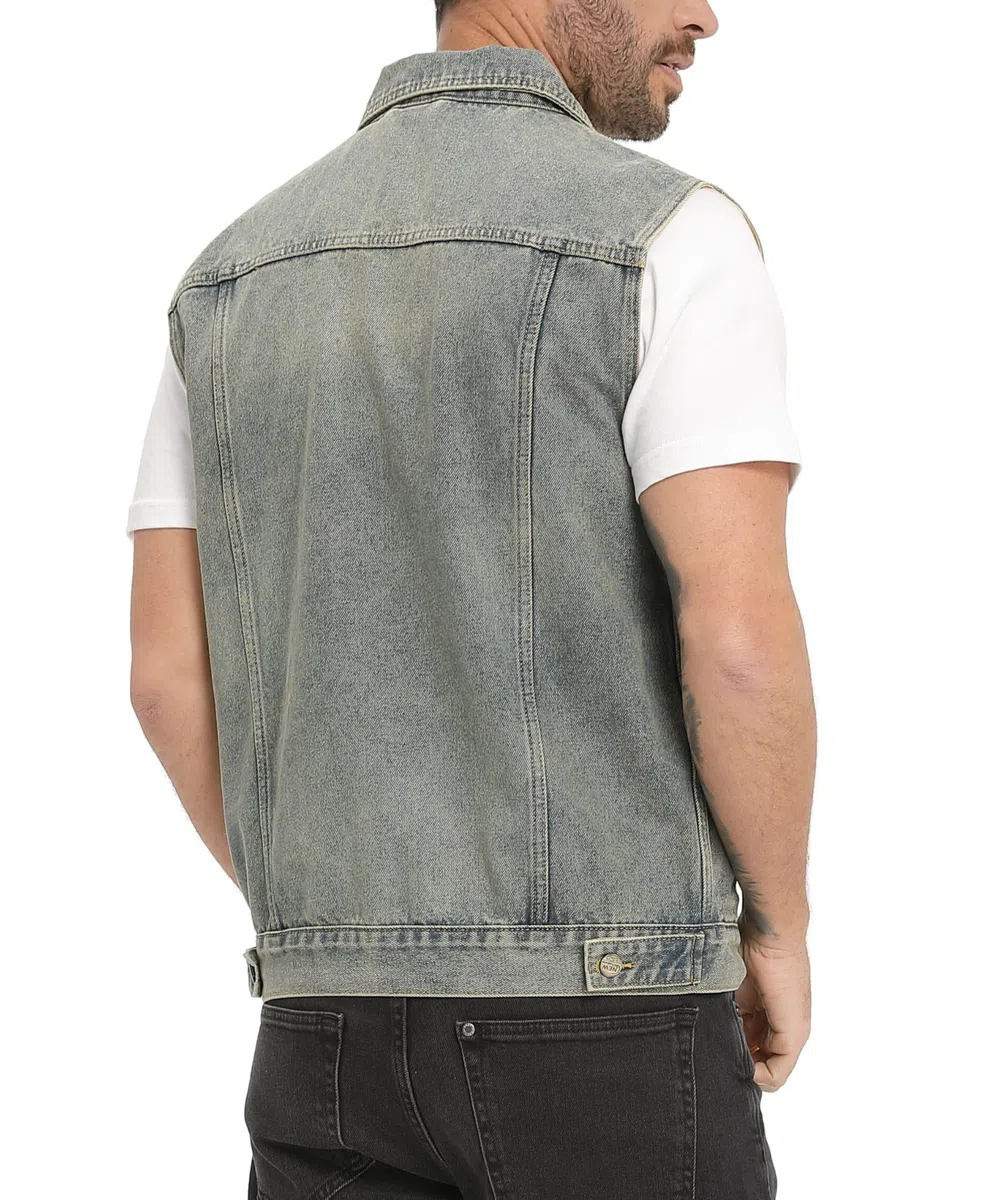 Uomo Retro Vintage Denim Gilet Cotone Jeans Capispalla Smanicato di Jeans da Moto Casual Cowboy Gilet Multi Tasca Punk Gilets