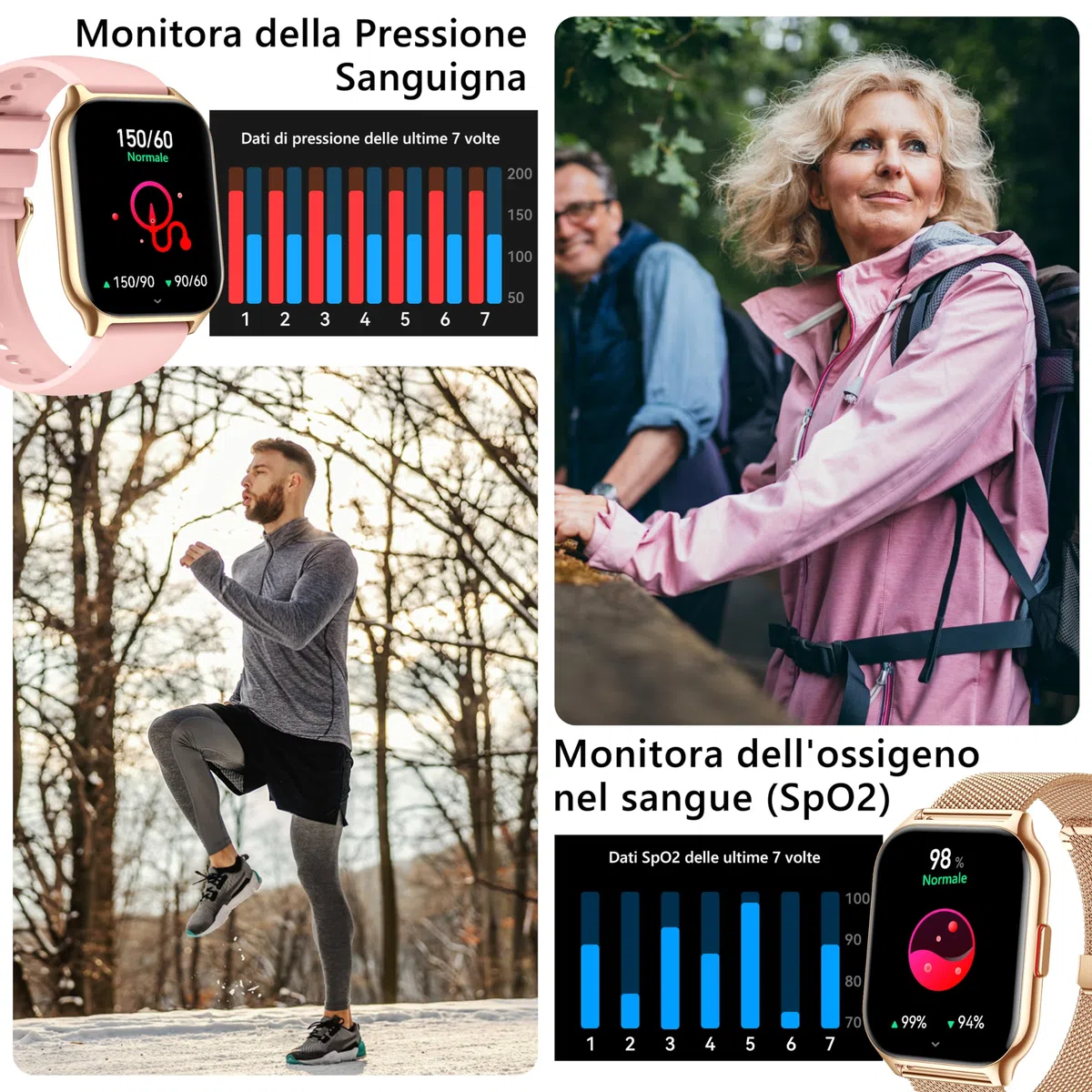 Smartwatch Uomo Donna, Effettua/Rispondi alle Chiamate, 2.0" Fitness Orologio, 100+ Modalità Sportive, Monitoraggio SpO2/Sonno/Pressione Sanguigna/Frequenza Cardiaca, Compatibile iOS/Android