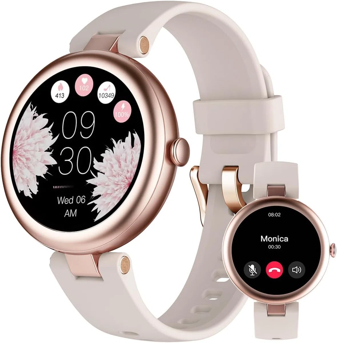 Smartwatch Donna Piccolo Rotondo Risposta Chiamate per Android iOS Orologio Contapassi Cardiofrequenzimetro da Polso Saturimetro Orologio Fitness Notifiche 100+ Modalità Sportive
