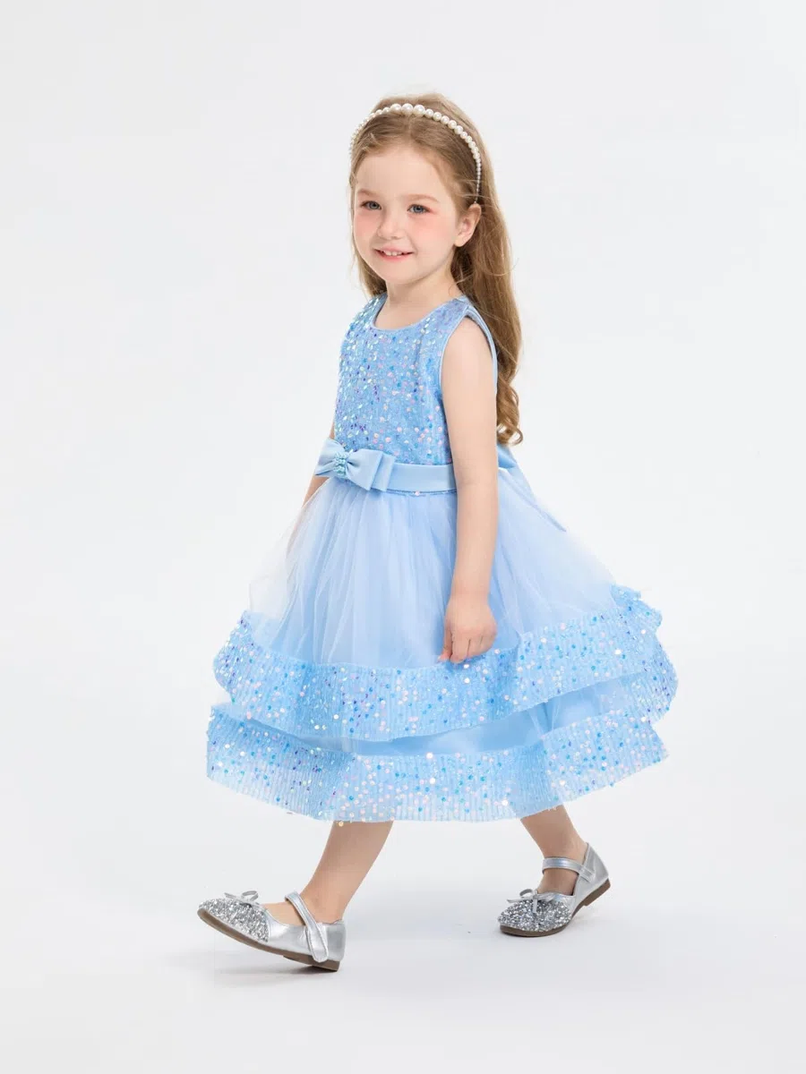 Miipat Vestito da Bambina Paillettes Tulle Senza Maniche Abito da Principessa per Bambina Ragazze in età Prescolare Vestiti da Festa Formali per Compleanni Matrimoni e Concorsi di Bellezza