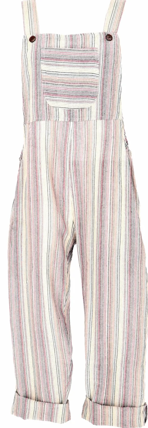 GURU SHOP Salopette ariose stile etnico boho oversize, tuta estiva da donna, in cotone
