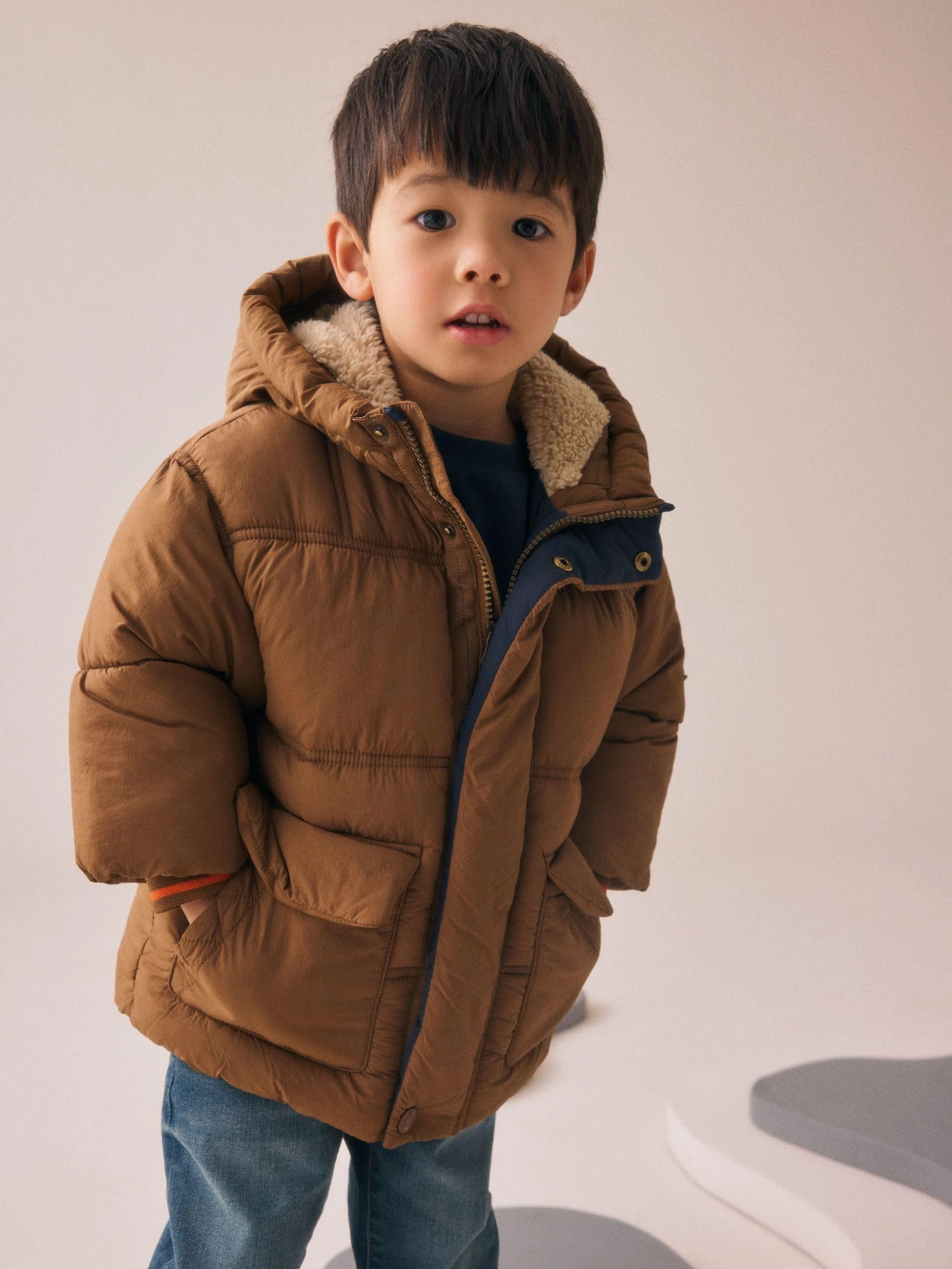 NEXT Ragazzo Cappotto imbottito impermeabile con fodera in sherpa