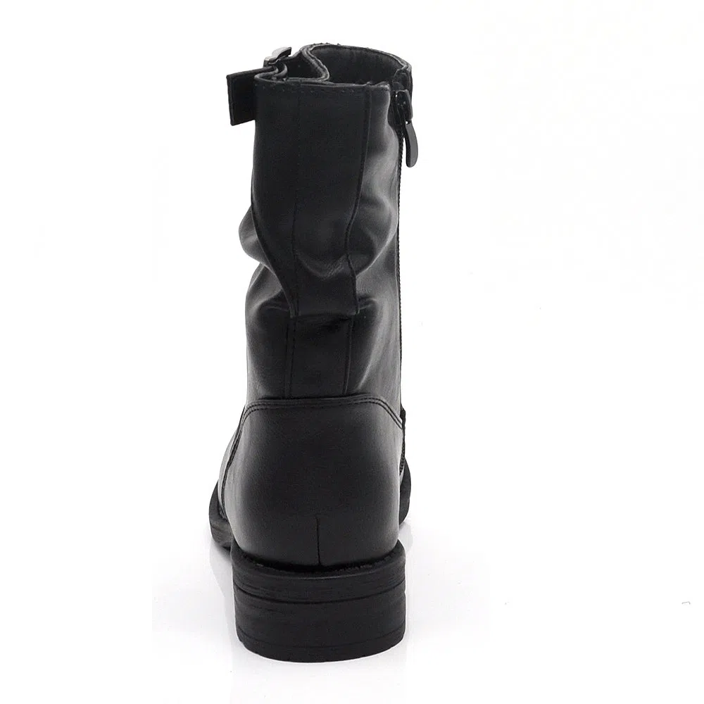 IF Stivali Stivaletti Anfibi Biker Motociclista Arricciati Caviglia Con fibia Da Donna G680