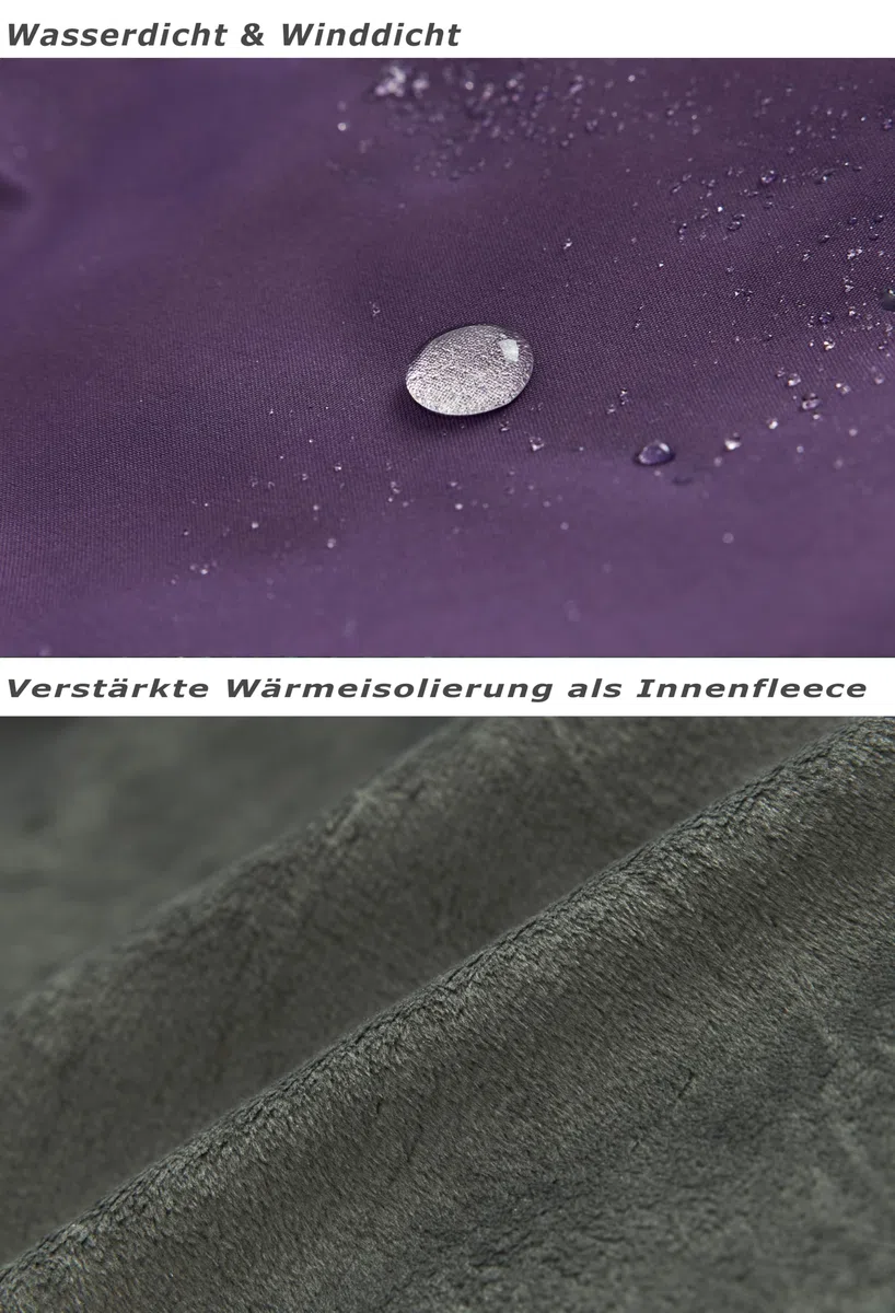 Giacca invernale da donna, antivento, giacca da sci da donna, in pile caldo, impermeabile, con cappuccio rimovibile