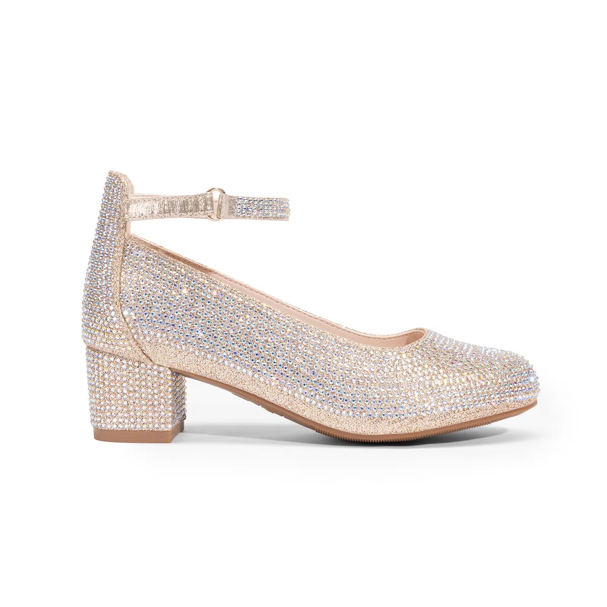 DREAM PAIRS Ballerine Bambina con Tacco Alto e Cinturino alla Caviglia, Scarpe Eleganti da Principessa per Feste e Matrimoni, per Bambine Grandi