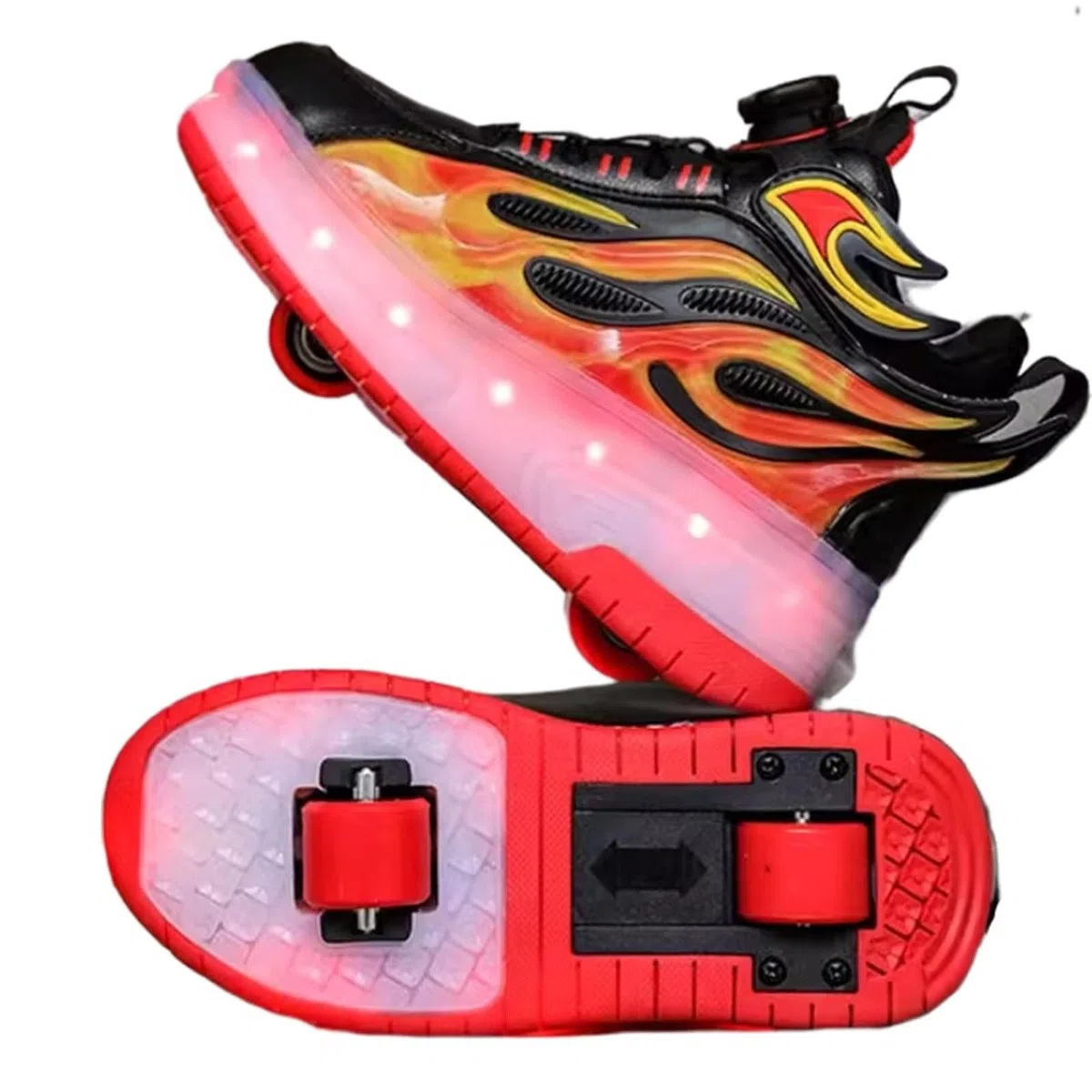 Mateju Scarpe con Rotelle Bambina Ragazzo Ragazza Sportive Scarpe da Skateboard, 2 Rotelle LED Luci Rimovibile Skateboard Ginnastica da Pattini Sneakers per Bambino Donna Uomo